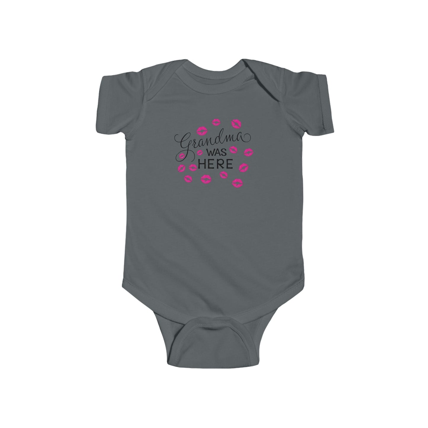 💋 Grandma Was Here Baby Onesie – Sweet Kiss Print Bodysuit 👶❤️