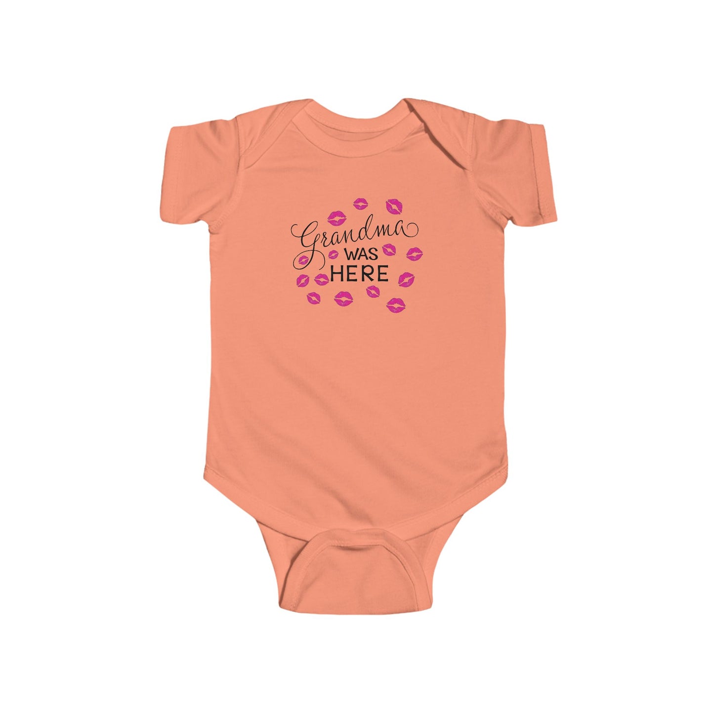 💋 Grandma Was Here Baby Onesie – Sweet Kiss Print Bodysuit 👶❤️