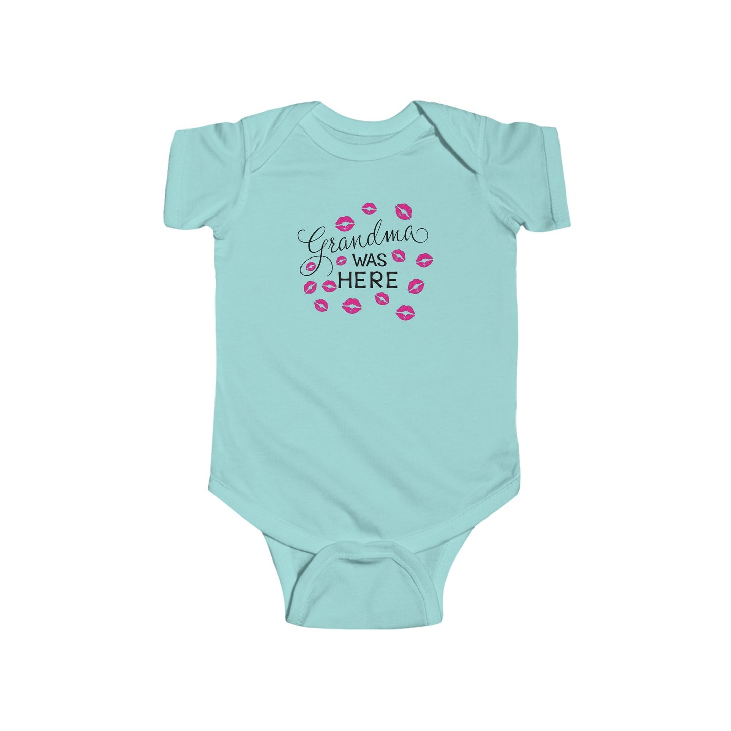 💋 Grandma Was Here Baby Onesie – Sweet Kiss Print Bodysuit 👶❤️