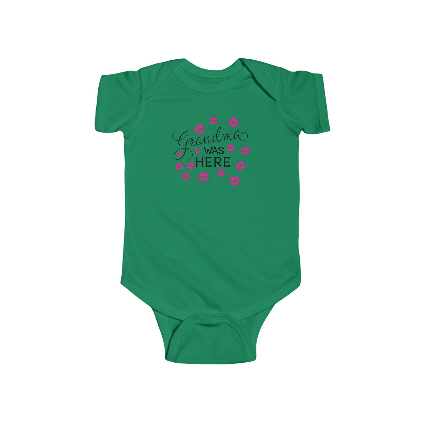 💋 Grandma Was Here Baby Onesie – Sweet Kiss Print Bodysuit 👶❤️