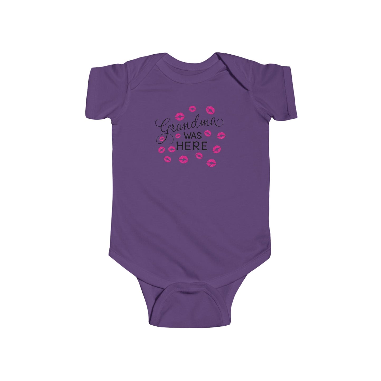 💋 Grandma Was Here Baby Onesie – Sweet Kiss Print Bodysuit 👶❤️