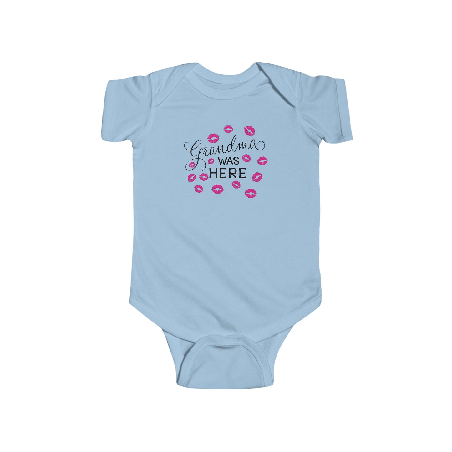 💋 Grandma Was Here Baby Onesie – Sweet Kiss Print Bodysuit 👶❤️