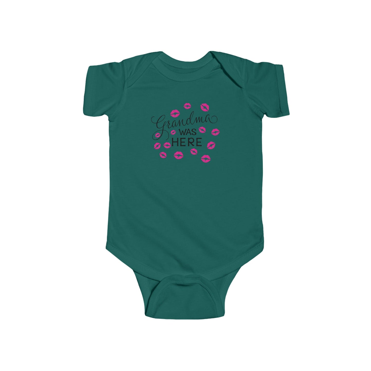 💋 Grandma Was Here Baby Onesie – Sweet Kiss Print Bodysuit 👶❤️