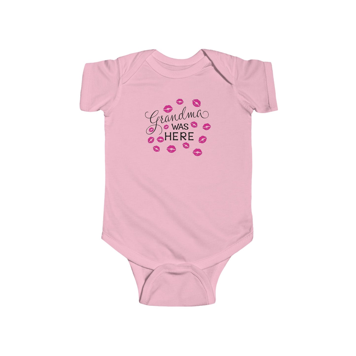 💋 Grandma Was Here Baby Onesie – Sweet Kiss Print Bodysuit 👶❤️