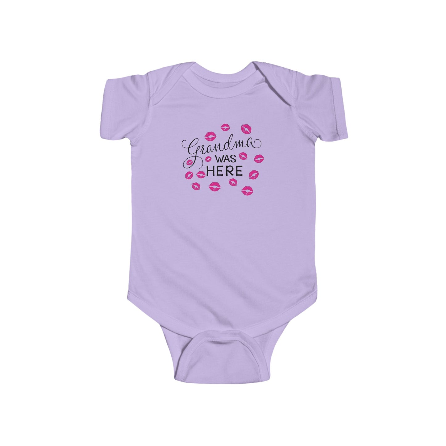 💋 Grandma Was Here Baby Onesie – Sweet Kiss Print Bodysuit 👶❤️