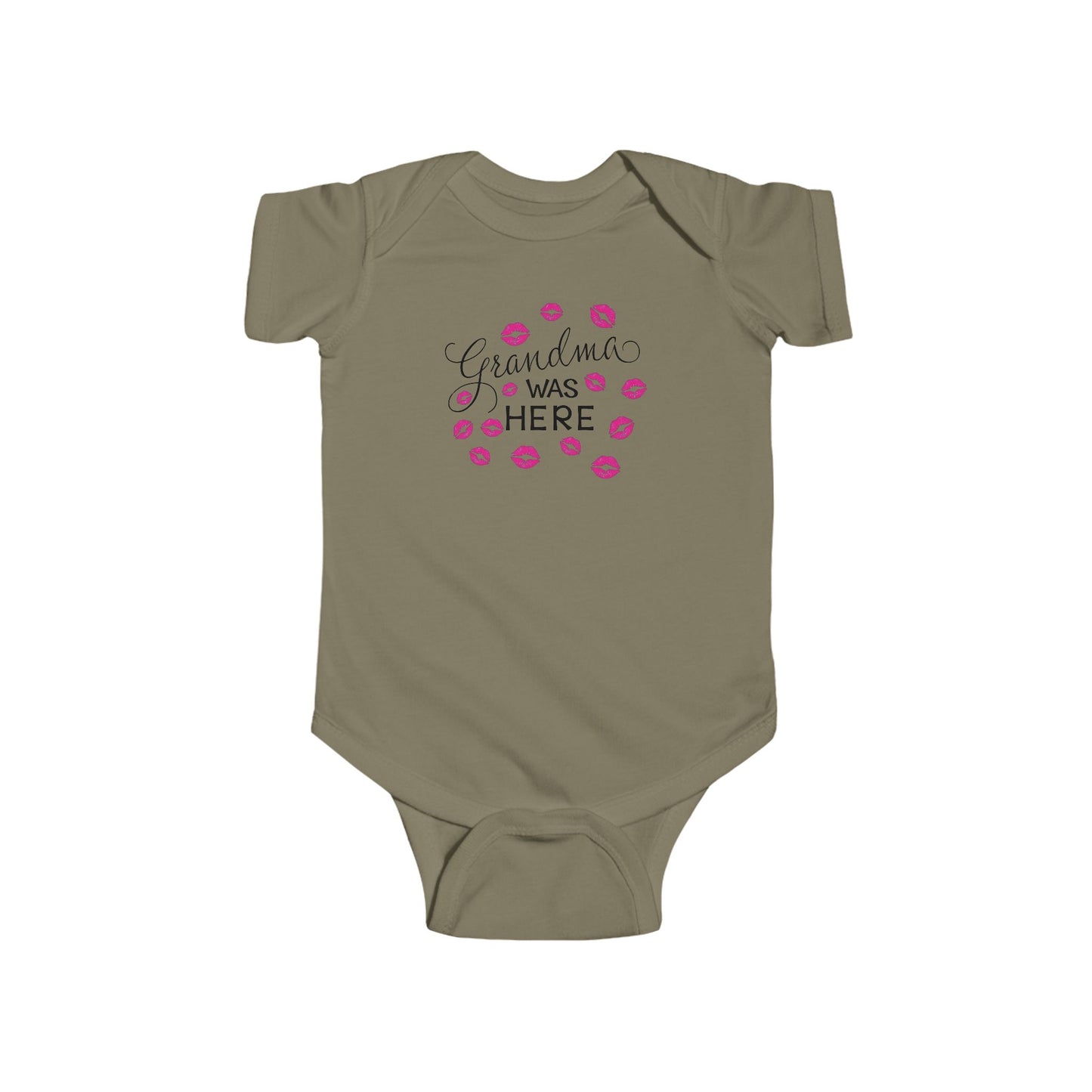 💋 Grandma Was Here Baby Onesie – Sweet Kiss Print Bodysuit 👶❤️