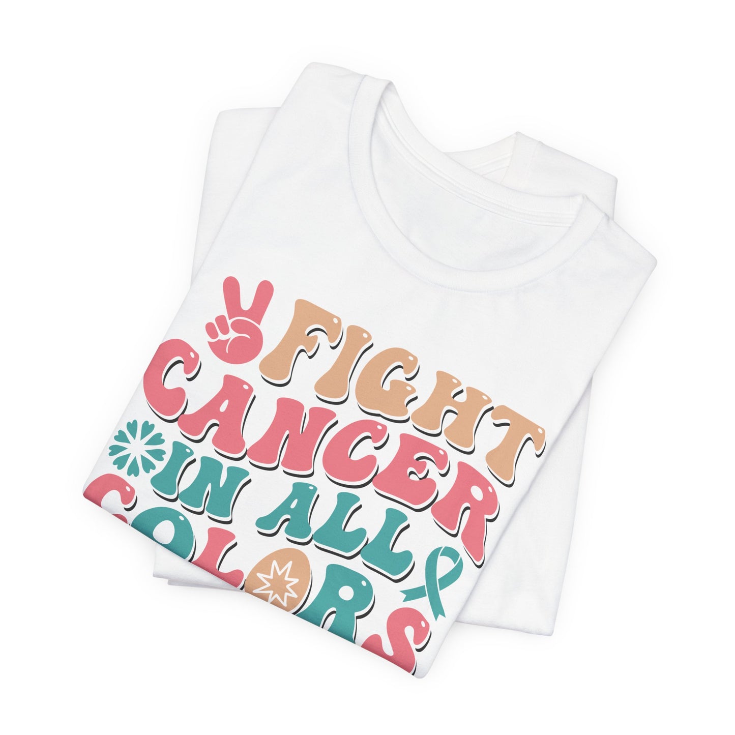 🌈✊ Fight Cancer in All Colors T-Shirt – Bold Retro Awareness Tee for Every Ribbon 🎗️