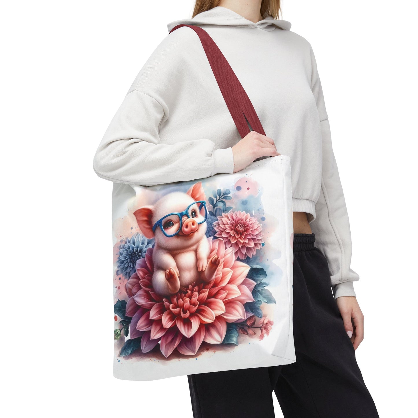 🐷 Floral Piglet Tote Bag – Cute, Whimsical & Practical 🌸