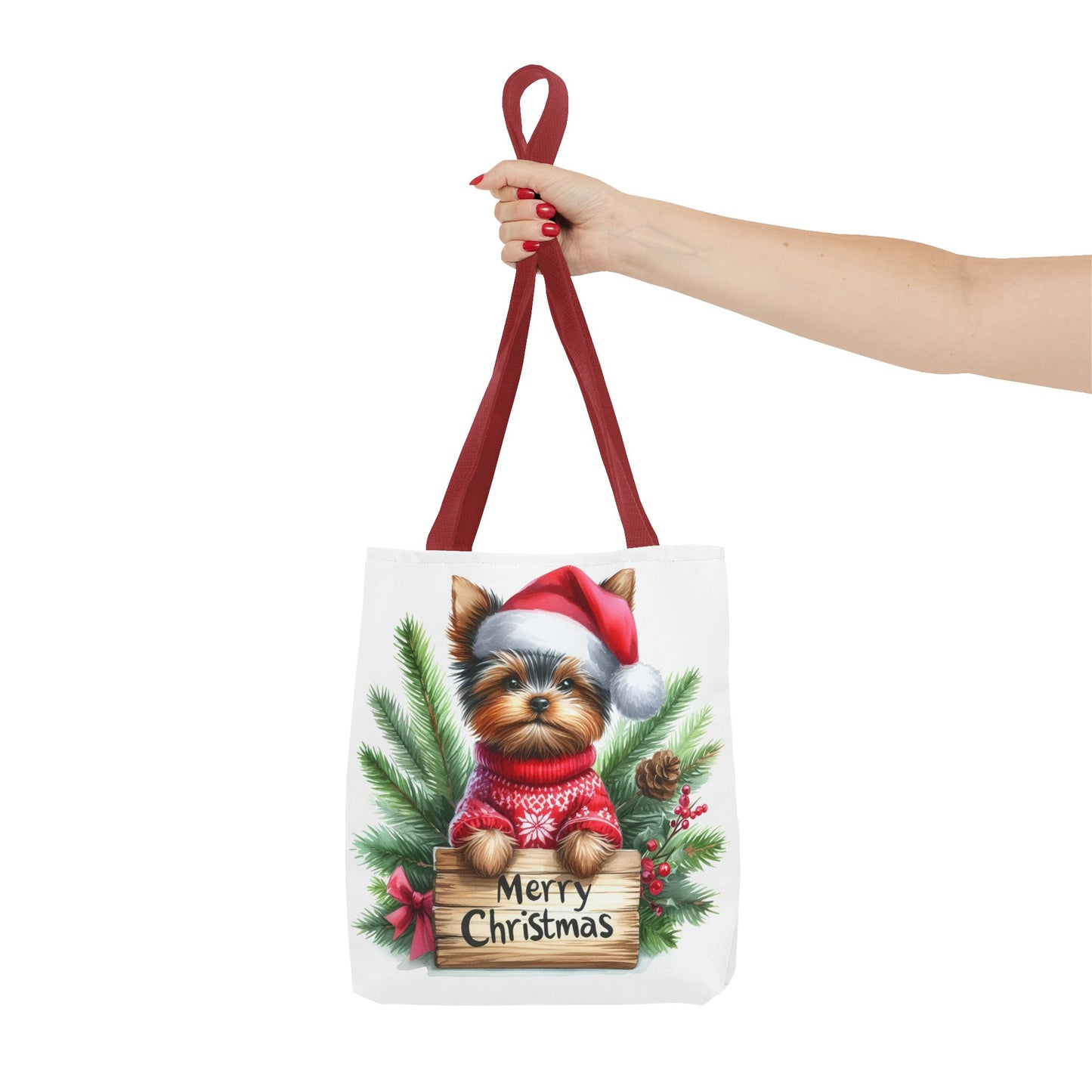 📦🐶 Yorkie Christmas Tote Bag – Tiny Terrier Holiday Charm in Every Carry 🎄