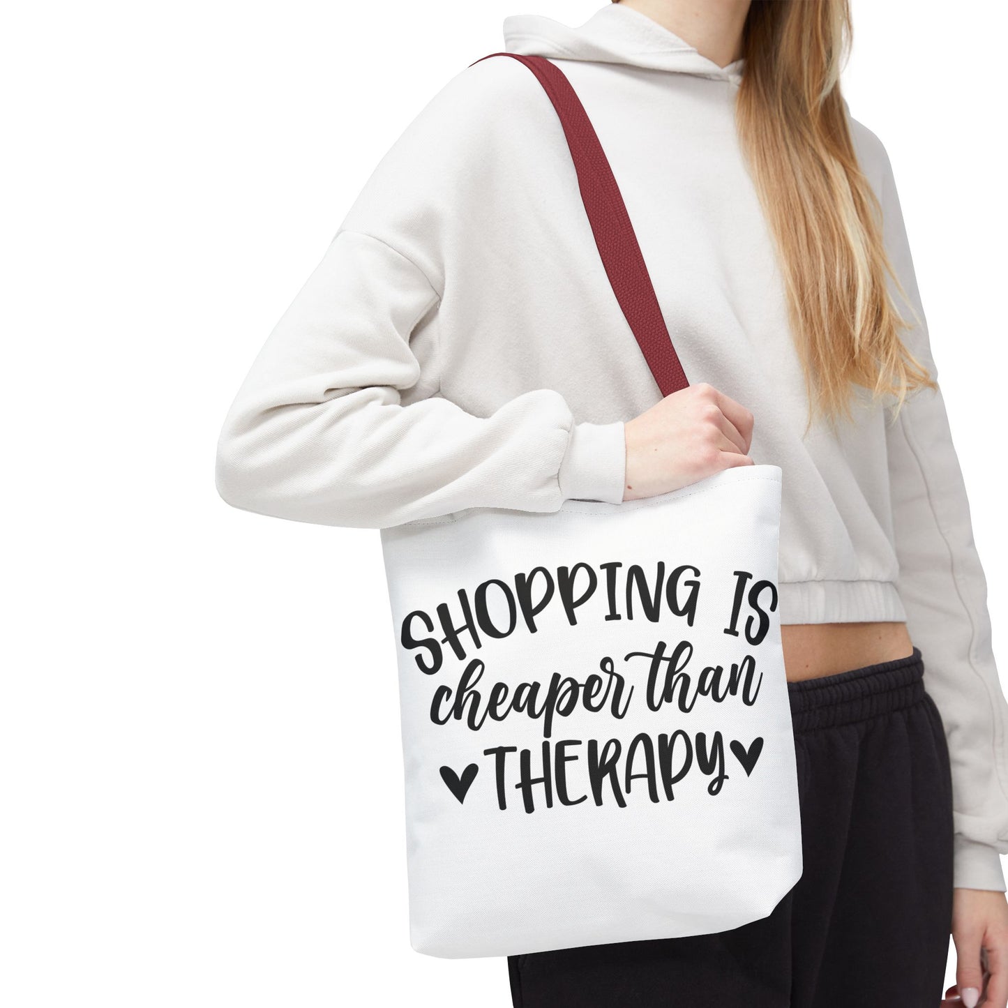 🛍️ Shopping Is Cheaper Than Therapy Tote Bag – Fun & Stylish Everyday Carry ❤️