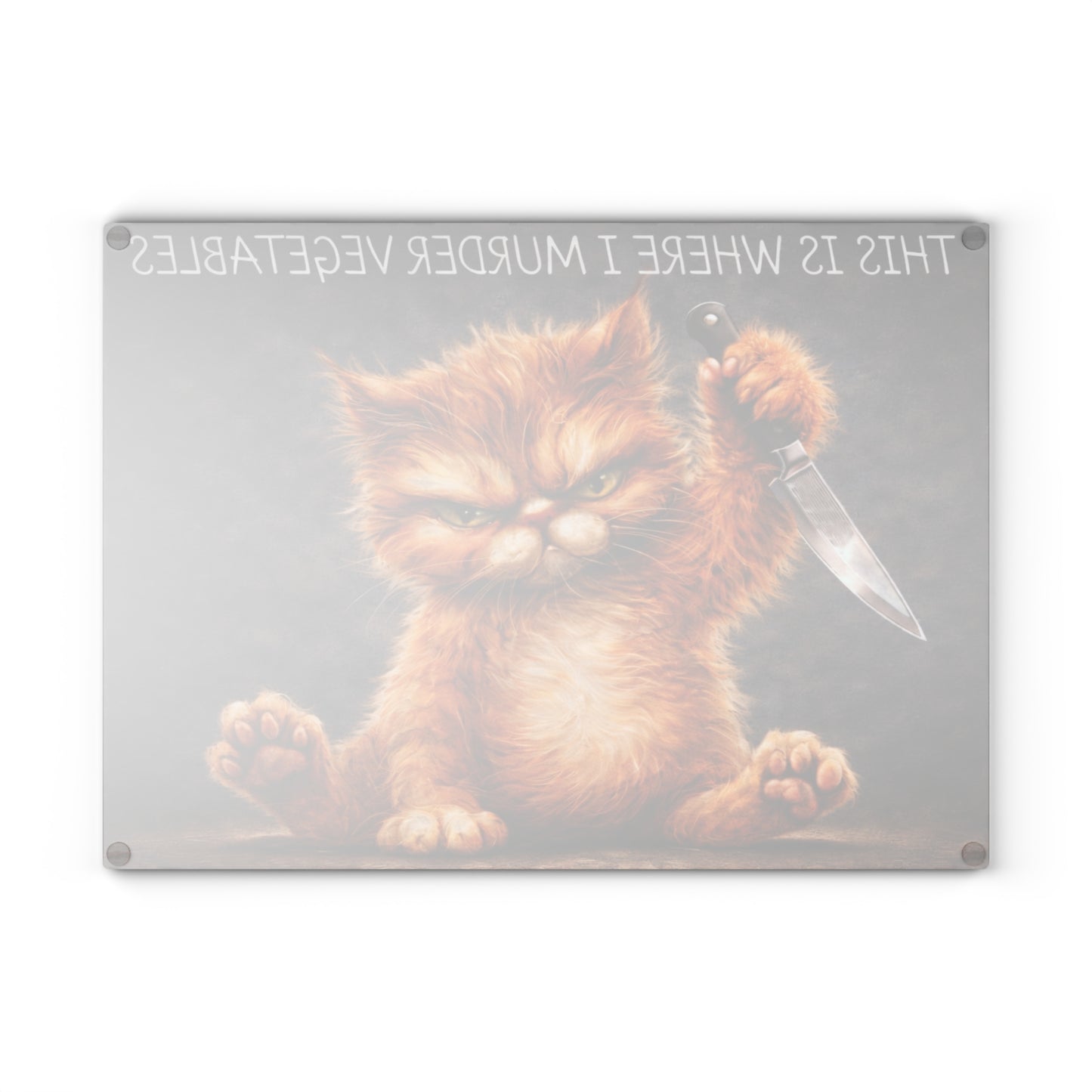 This Is Where I Murder Vegetables Glass Cutting Board – Funny Grumpy Cat Kitchen Art