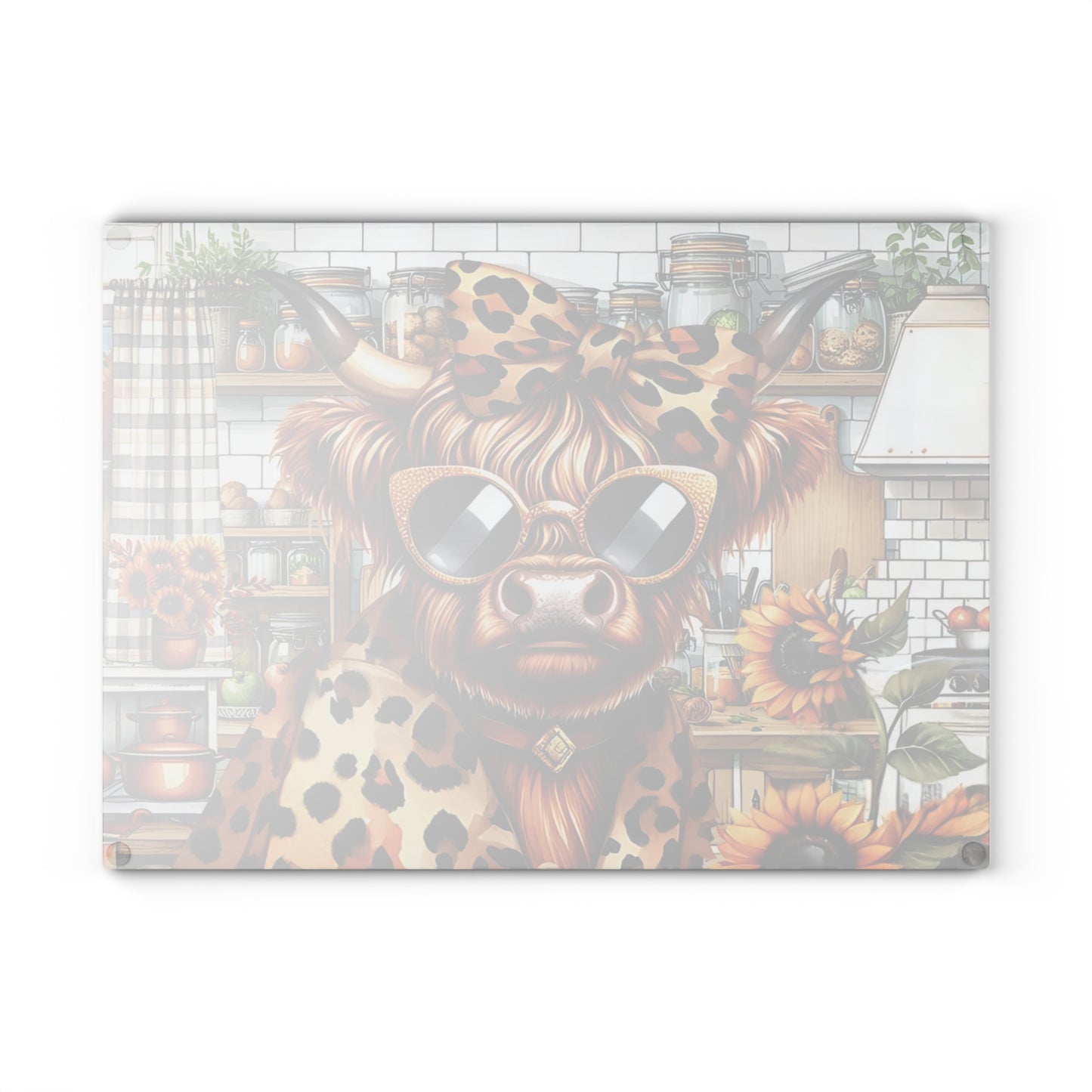 🐮🔥 “Stylish Country Cow” Glass Cutting Board – Cozy Charm for Your Kitchen