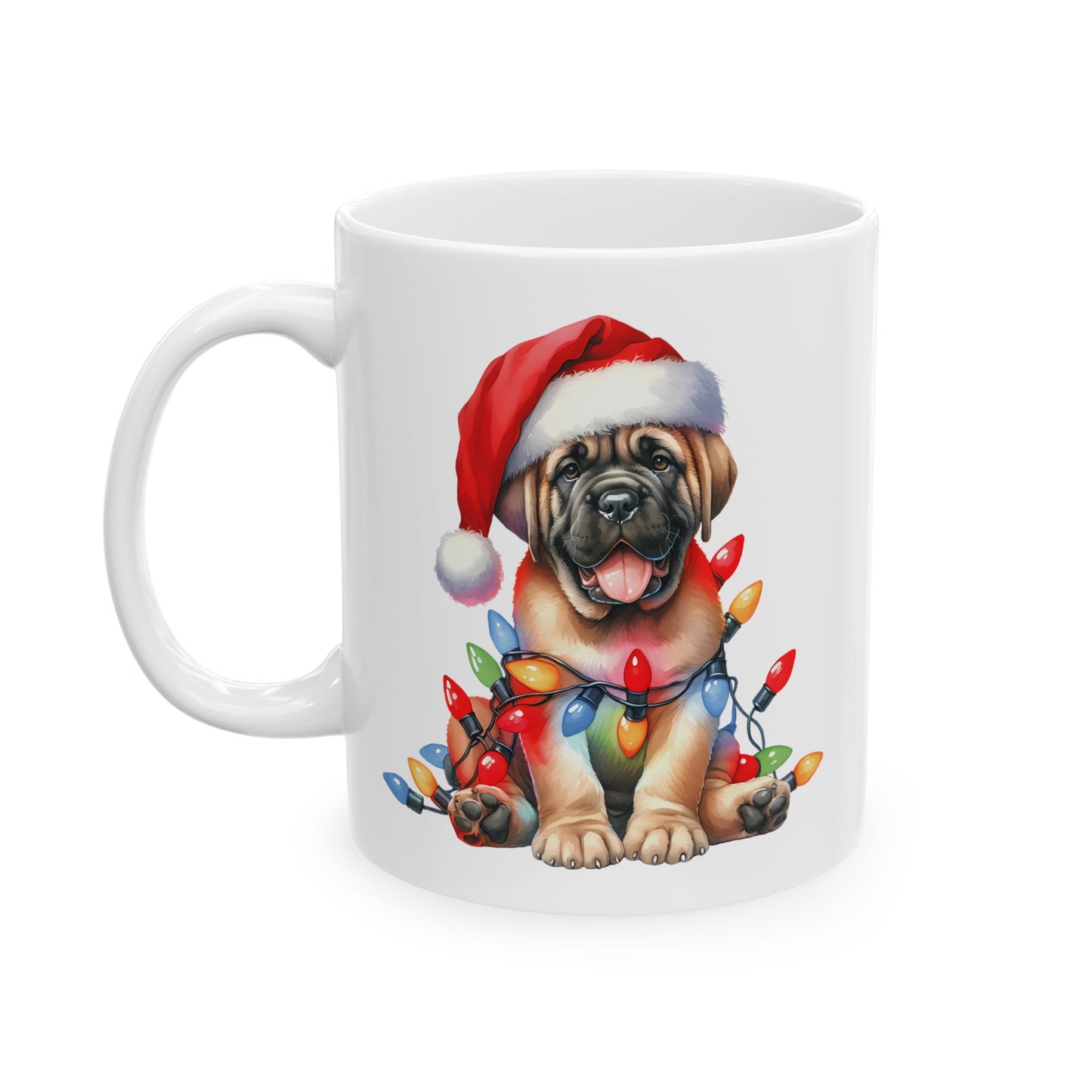 🎄 Mastiff Christmas Mug – Holiday Cheer with a Big-Hearted Pup 🐾