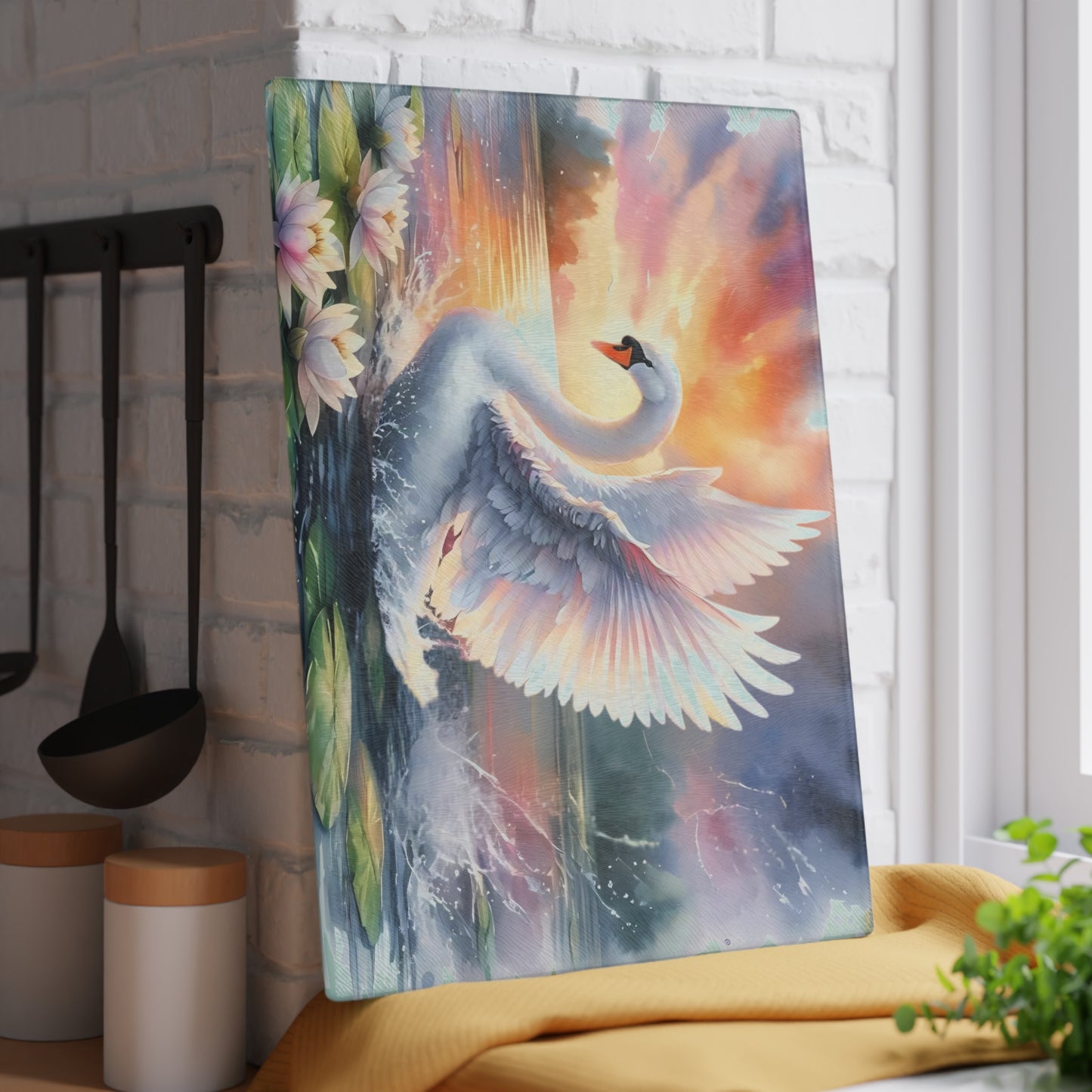 Swan cutting Board, Tempered Glass Cutting Board, Charcuterie Board, Chopping Board, Housewarming Gift Custom cutting board