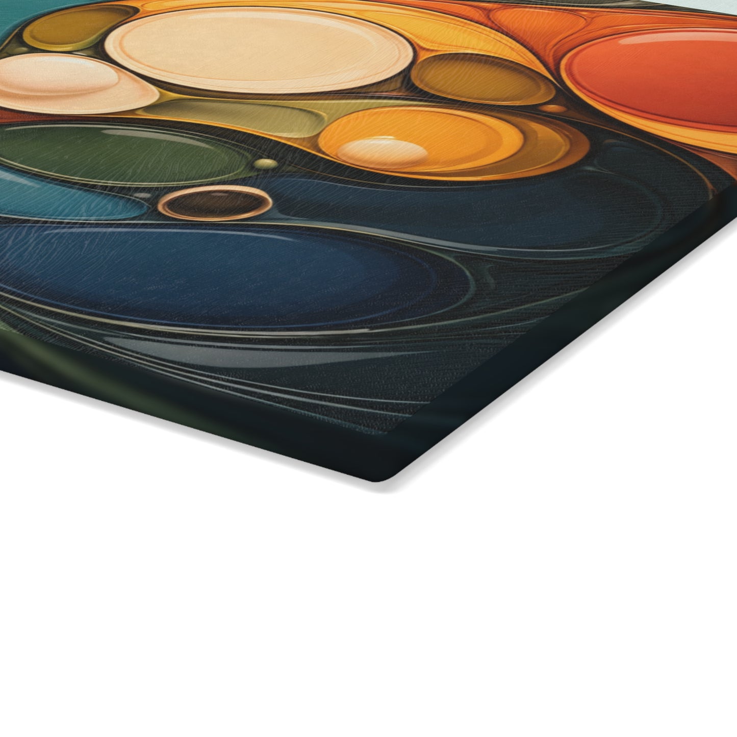 Colorful Abstract Retro Pattern Glass Cutting Board – Modern Kitchen Decor