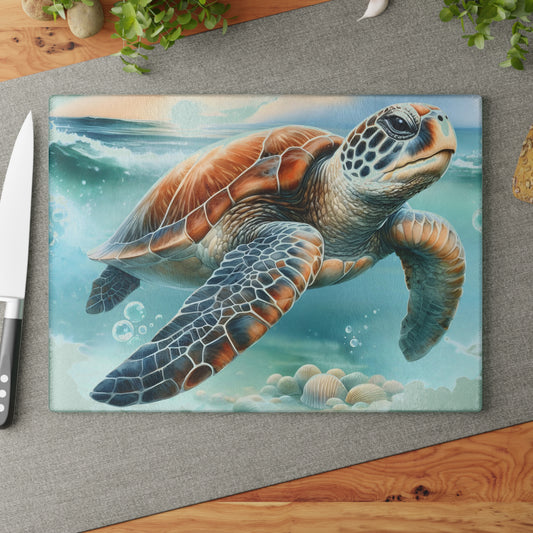 Tabla de cortar Sea Turtle Ocean Drift: un toque submarino para tu cocina
