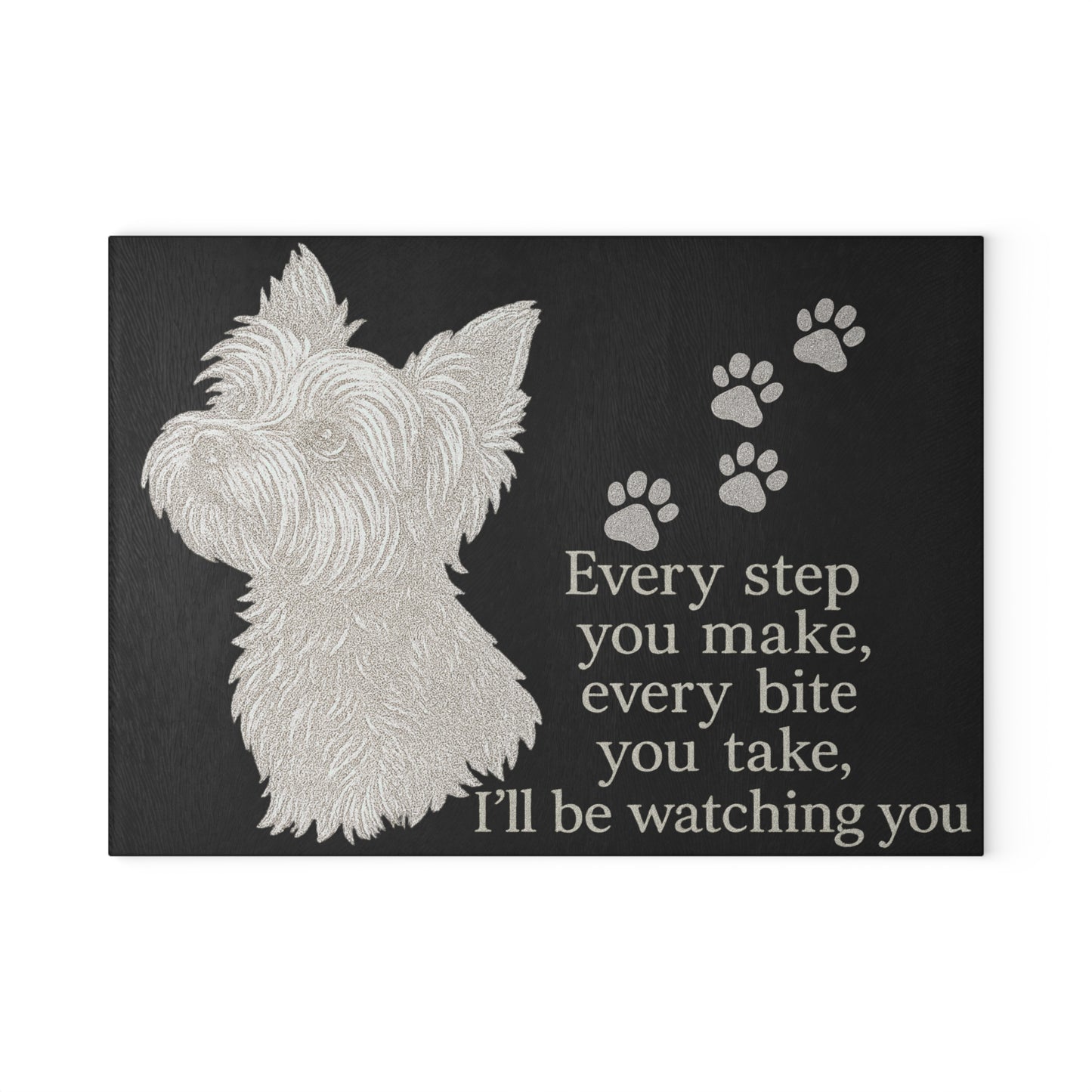 🐾👀 Yorkie Watching You Cutting Board – Playful Pup Charm for Your Kitchen 🍴✨