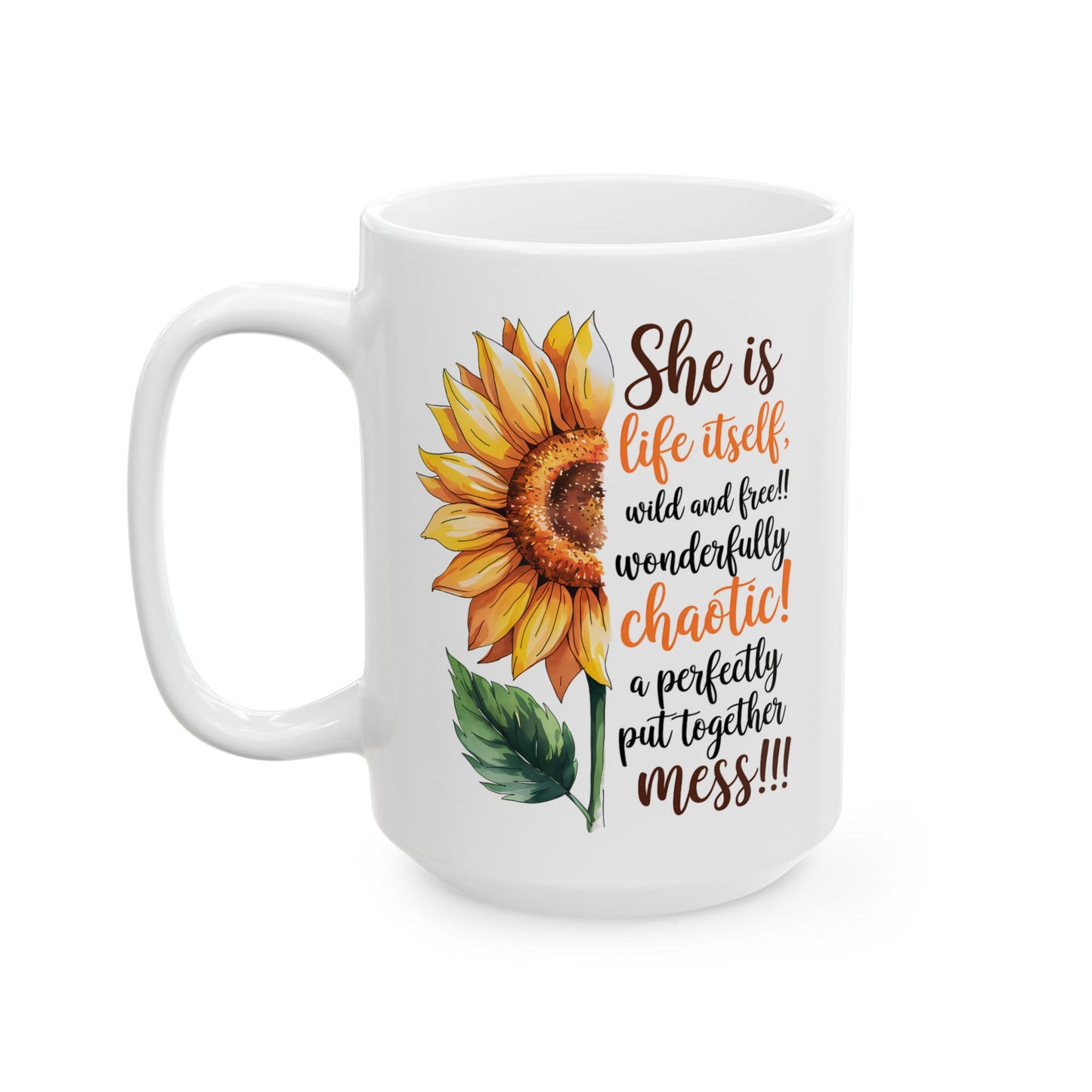 Taza Girasol “Ella es la Vida Misma, Salvaje y Libre” 🌼