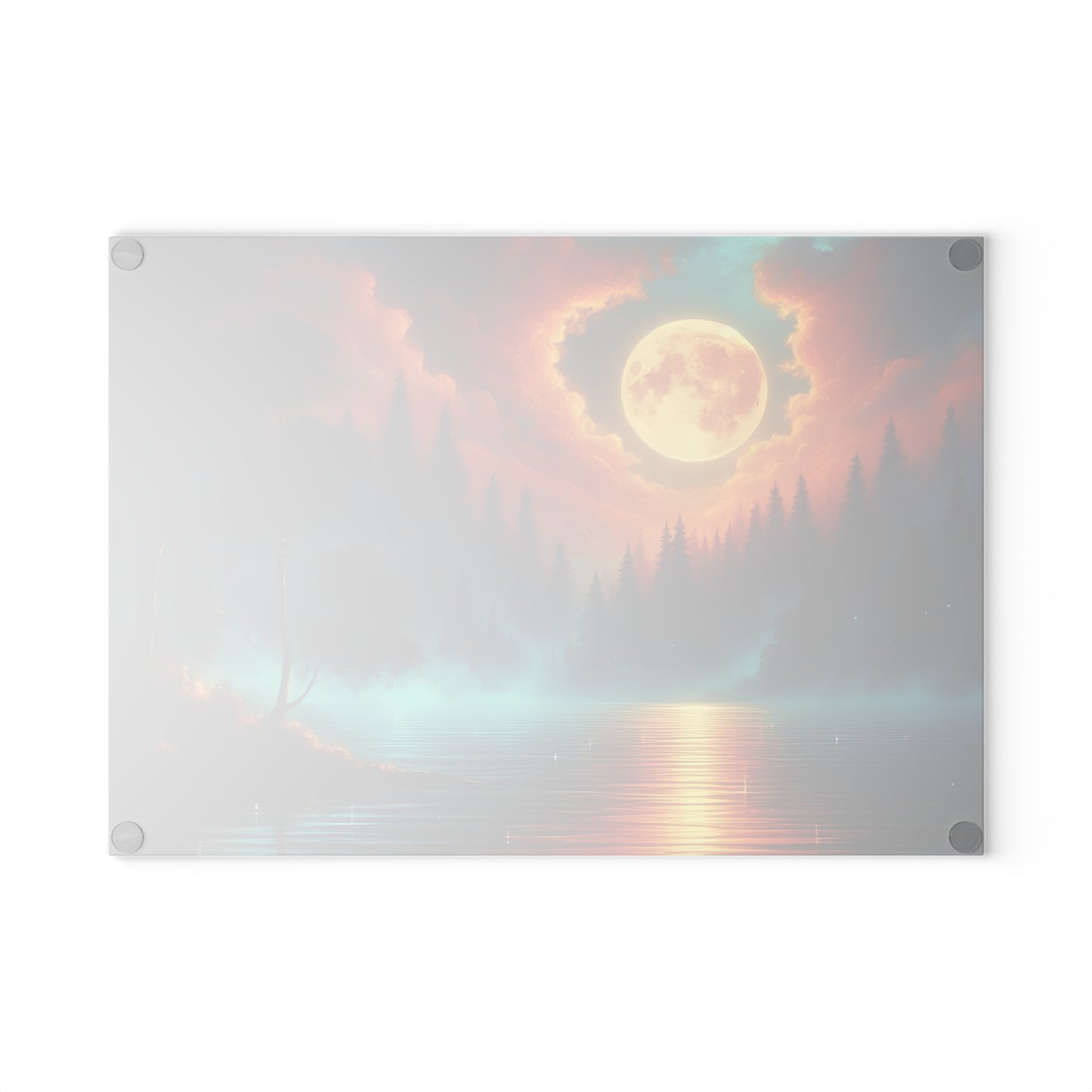 🌕🔥 Moonlit Forest Glow Cutting Board – Celestial Night Sky Reflection Art 🔥🌕