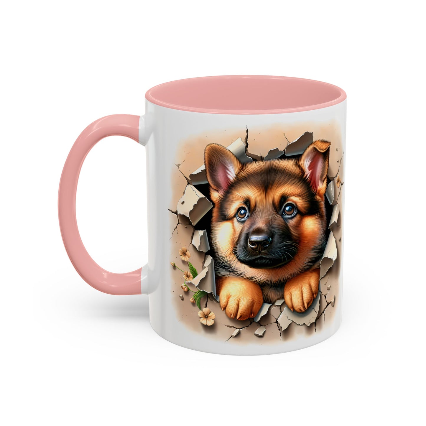 🐾☕ German Shepherd Puppy Peek Accent Mug – Loyal Pup Lover Gift ✨🖤