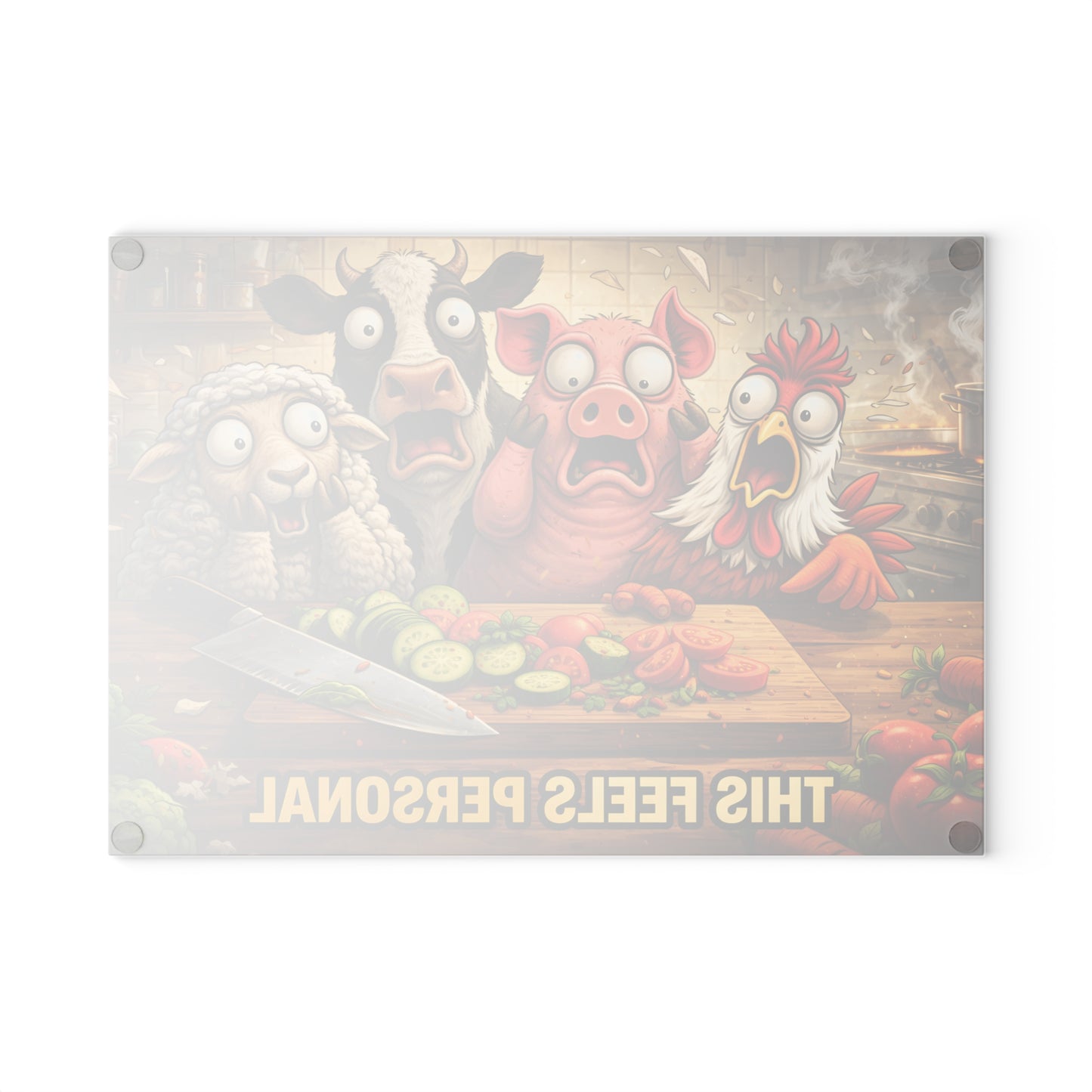 This Feels Personal Glass Cutting Board – Funny Farm Animal Kitchen Art