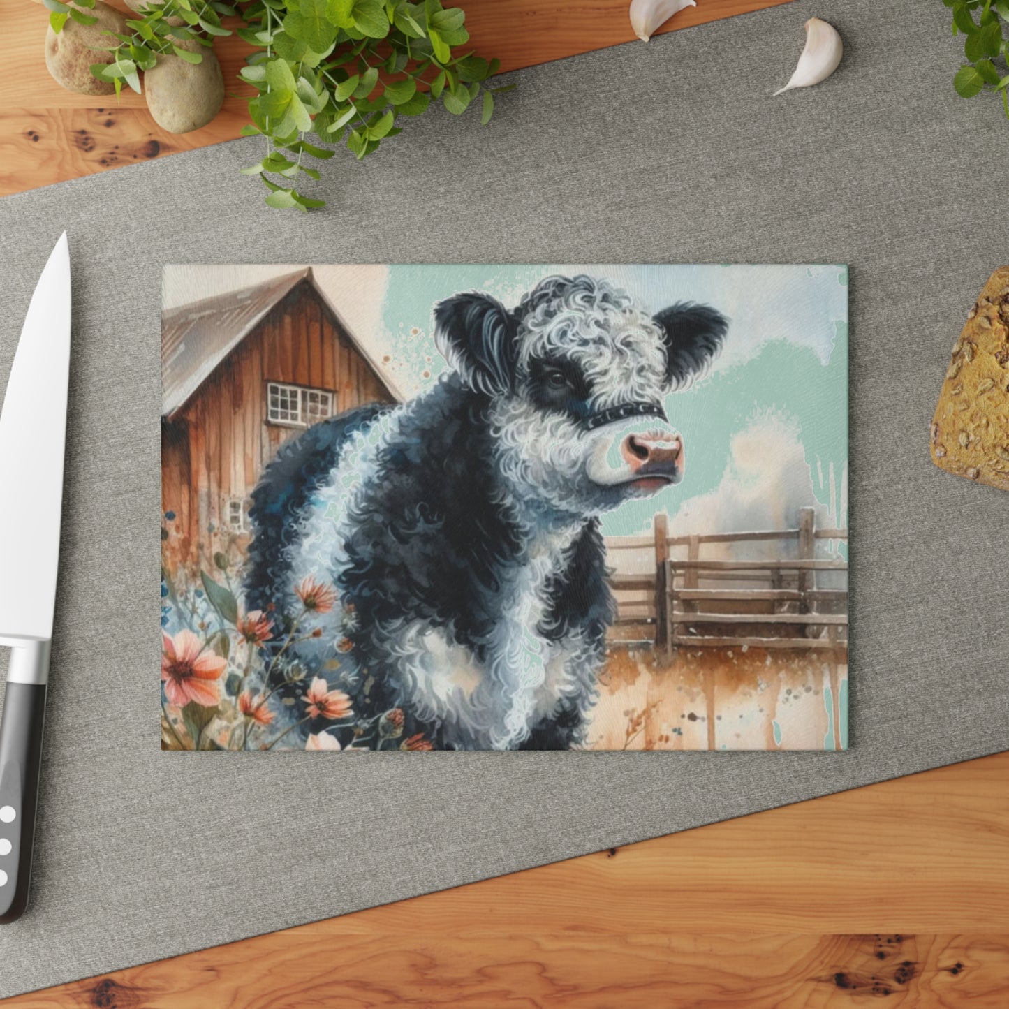 🐮 Oreo Cow Farmhouse Cutting Board – Rustic Country Charm for Your Kitchen 🌾