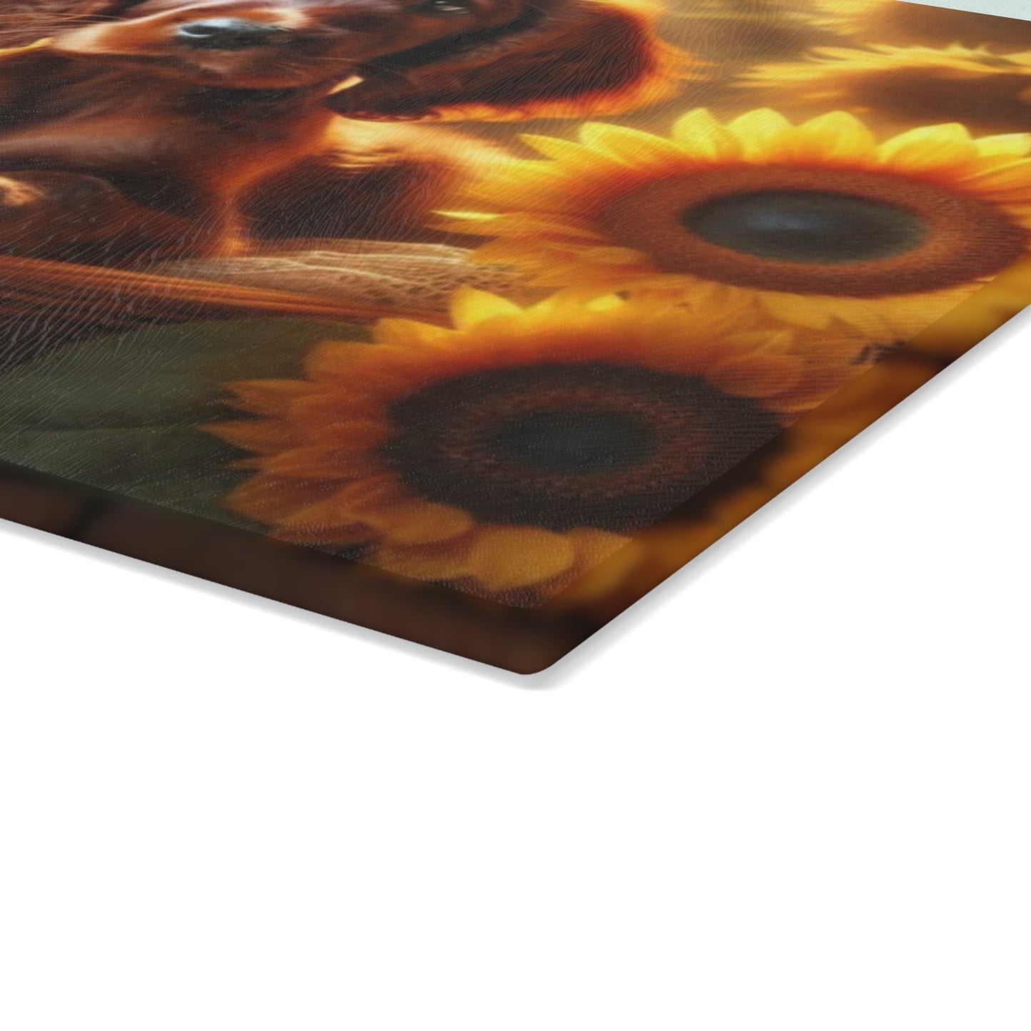 🐶🌻 Irish Setter Puppy & Sunflowers Cutting Board – Golden Glow Meets Puppy Charm