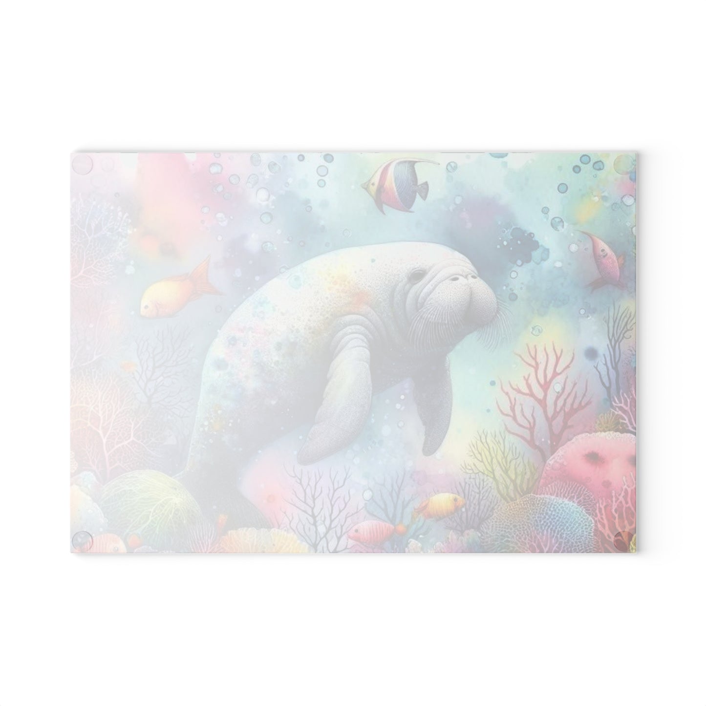 Tabla de cortar de manatí, vidrio texturizado, decoración de cocina de primavera de Florida, regalo para el hogar costero, inauguración de la casa en la playa, amante de los manatíes, arte marino, náutico