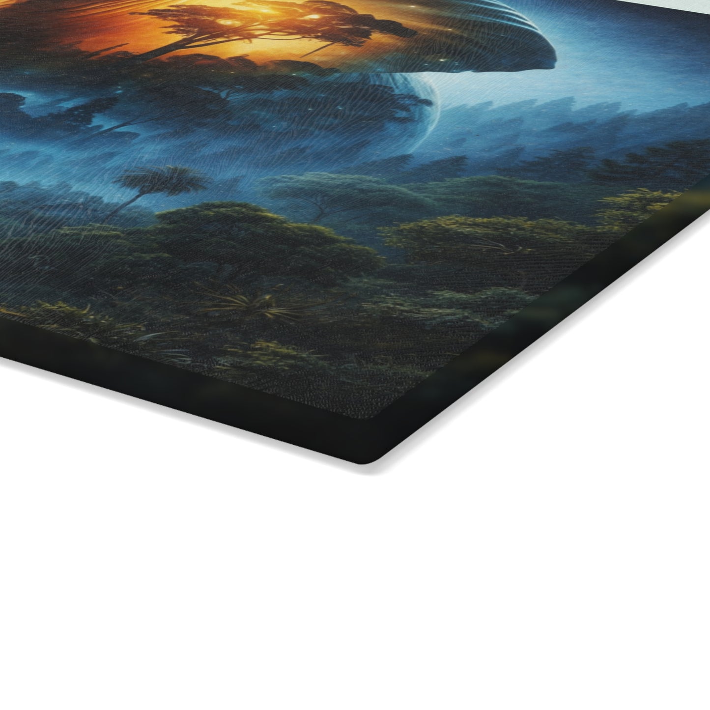 Cosmic Elephant Spirit Forest Glass Cutting Board – Mystical Wildlife Nature Kitchen Art