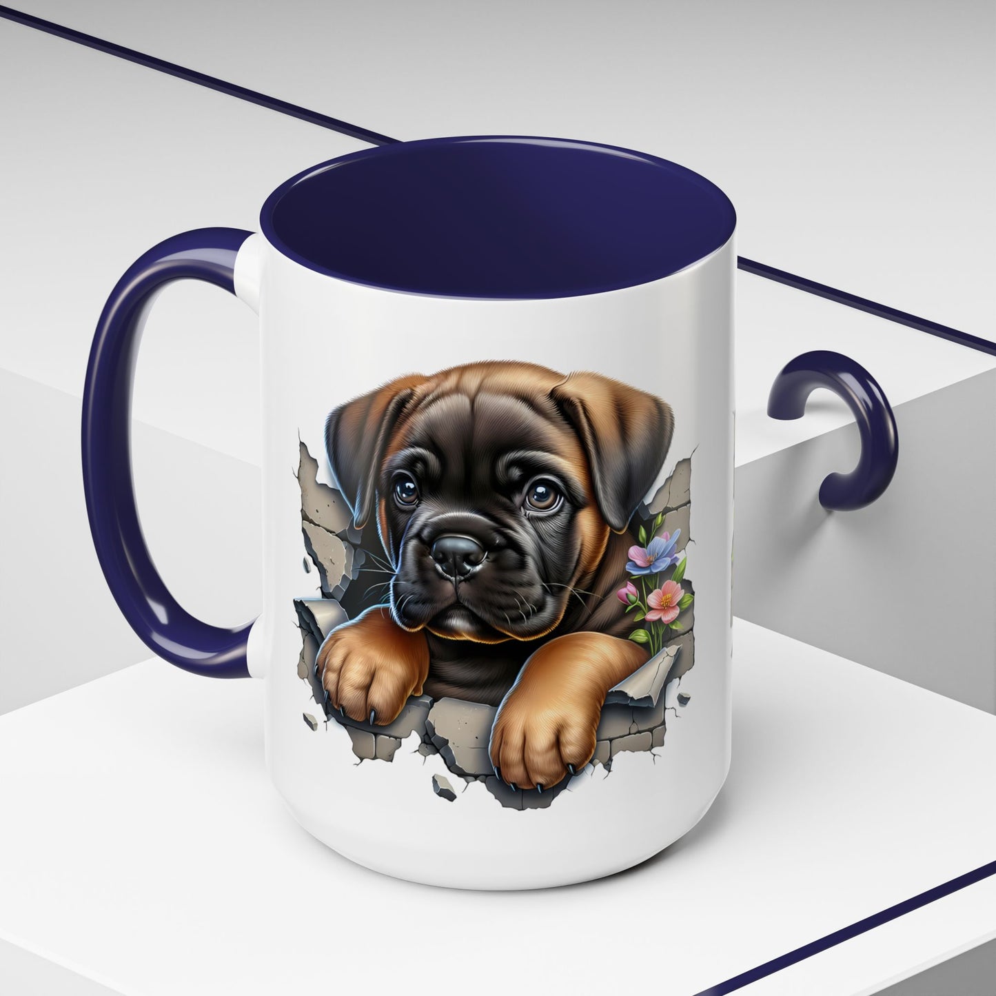 🧡 Boxer Puppy Accent Mug – Adorable Peek-Through Cup for Dog Lovers