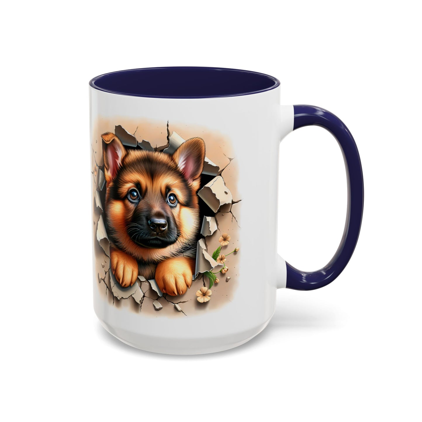 🐾☕ German Shepherd Puppy Peek Accent Mug – Loyal Pup Lover Gift ✨🖤
