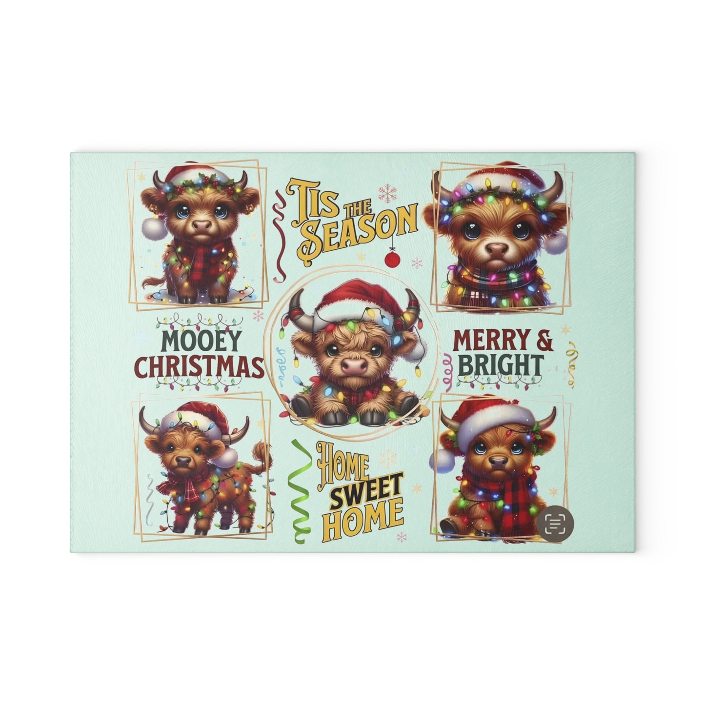 🎄 ’Tis the Season Highland Cow – Merry & Bright Christmas Cutting Board