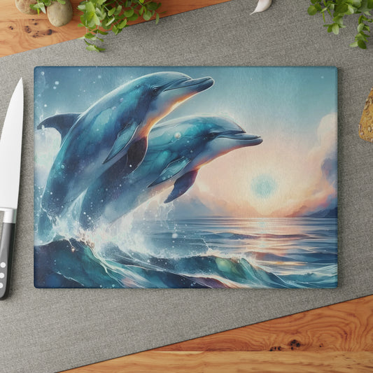 🌊🐬 Sunlit Ocean Dolphins Cutting Board – Serenity Meets Coastal Elegance 🐬🌊
