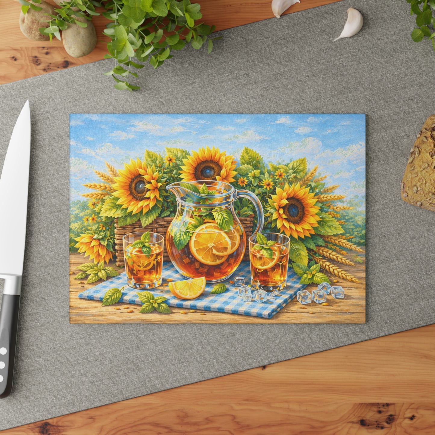 Sunflower Iced Tea Cutting Board – Sweet Summer Sips and Kitchen Charm