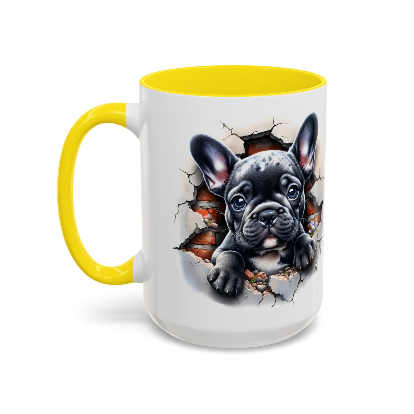 🐾🖤 Black French Bulldog Puppy Accent Mug – Cute Peek-Through Cup for Dog Lovers ☕✨