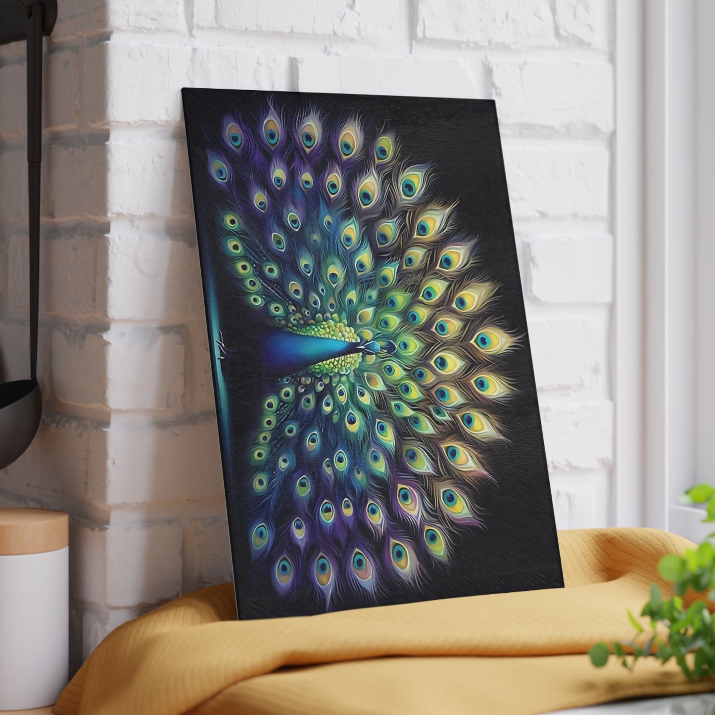 Peacock decor, butterfly decor, cutting board, kitchen decor, kitchen art, serving board, peacock gift, butterfly gift, floral cutting board
