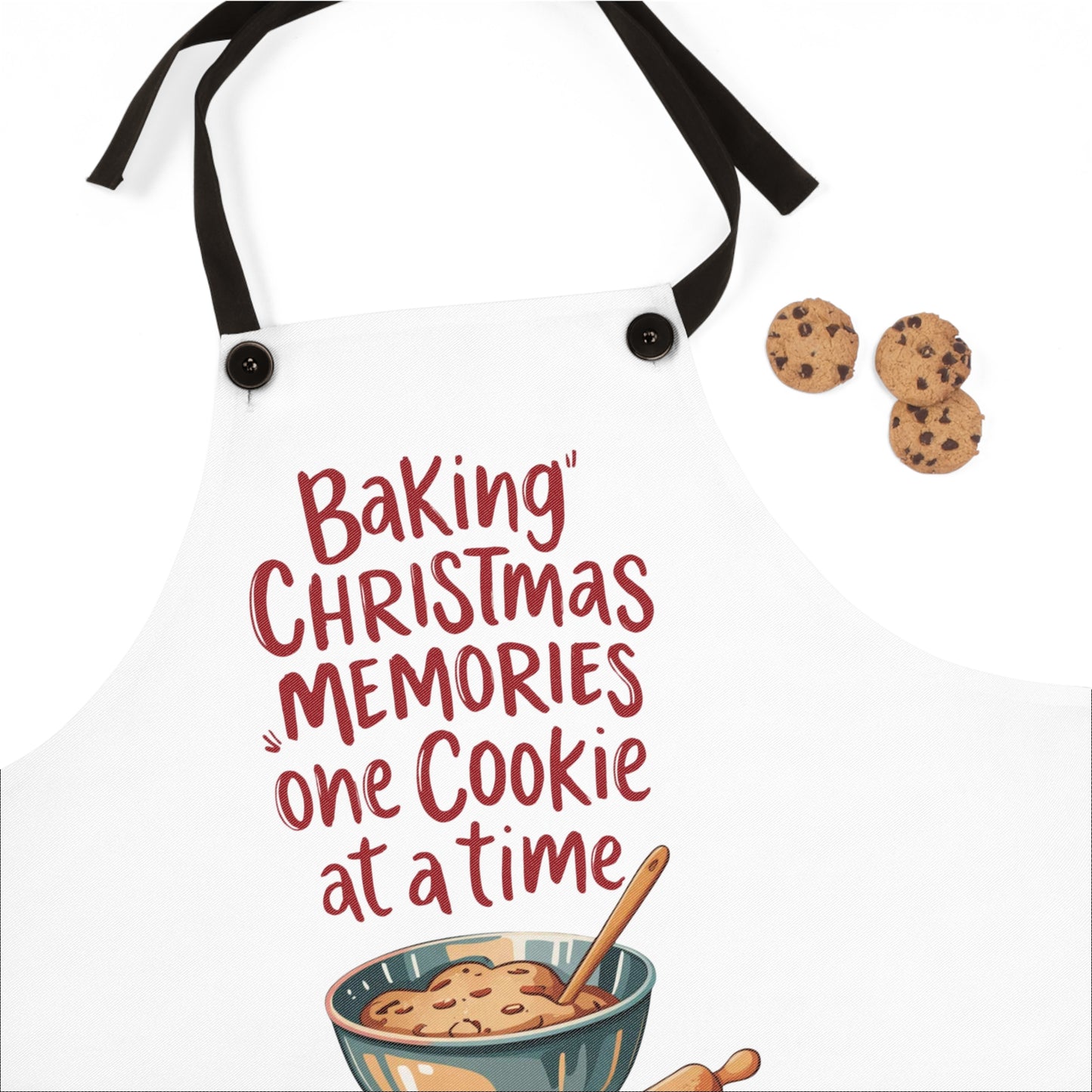 🎄🍪 “Baking Christmas Memories—One Cookie at a Time” Apron – Cozy Kitchen Traditions Start Here