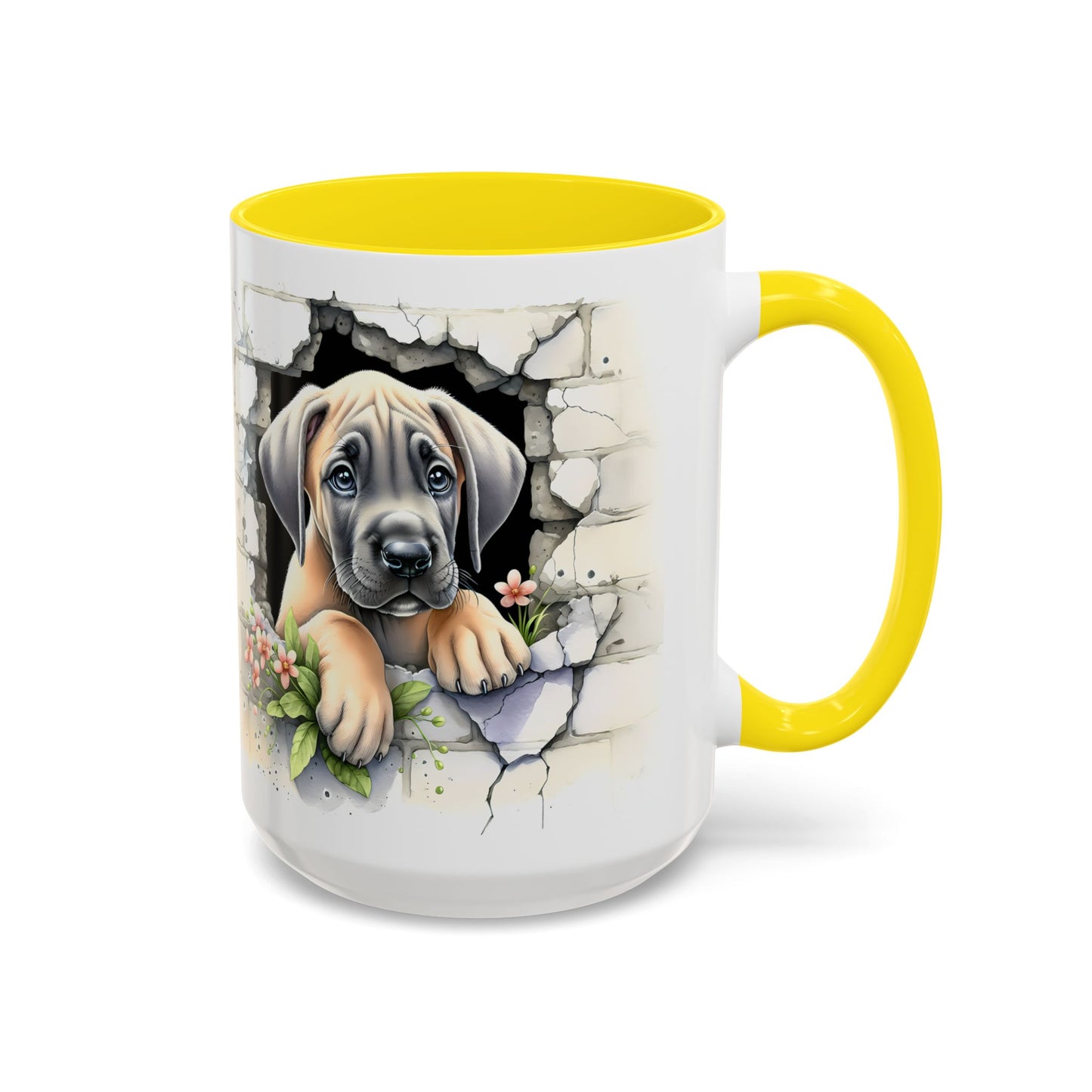 🐾 Great Dane Puppy Accent Mug – Sweet Peek-Through Puppy Design ☕💛