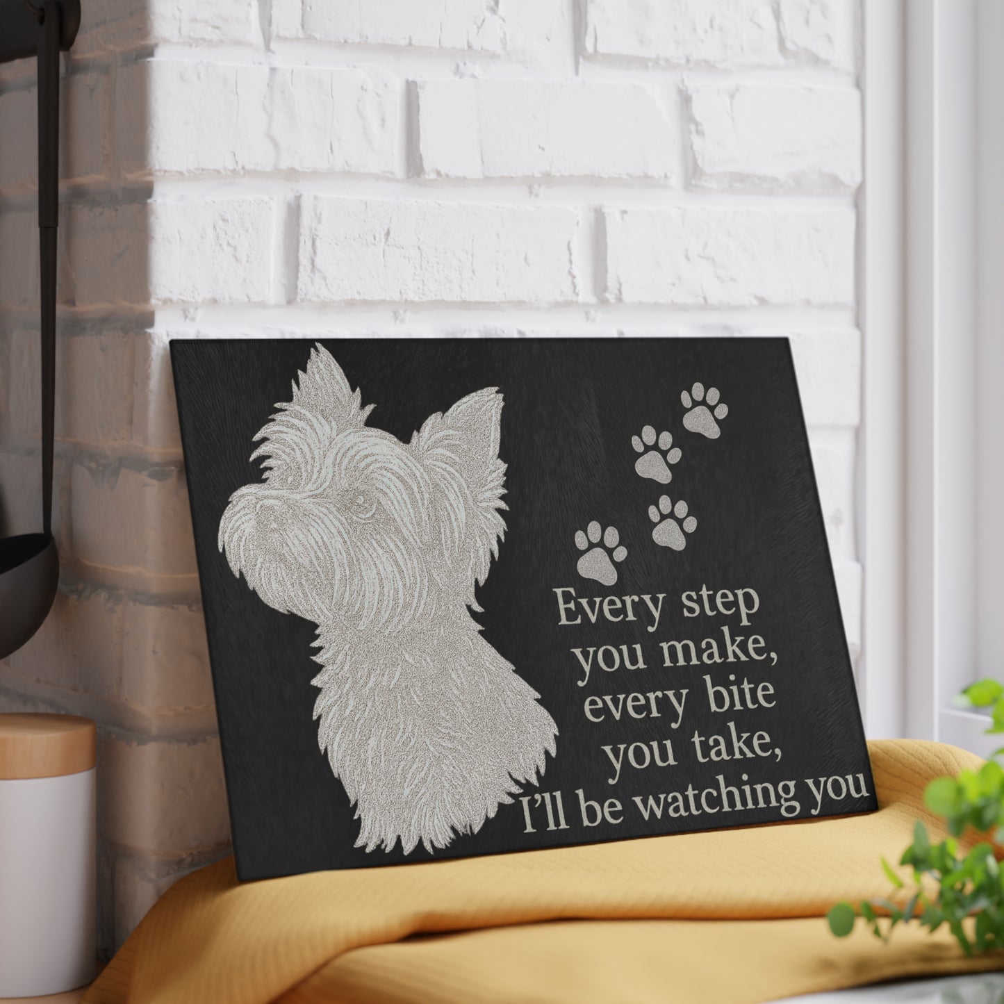 🐾👀 Yorkie Watching You Cutting Board – Playful Pup Charm for Your Kitchen 🍴✨