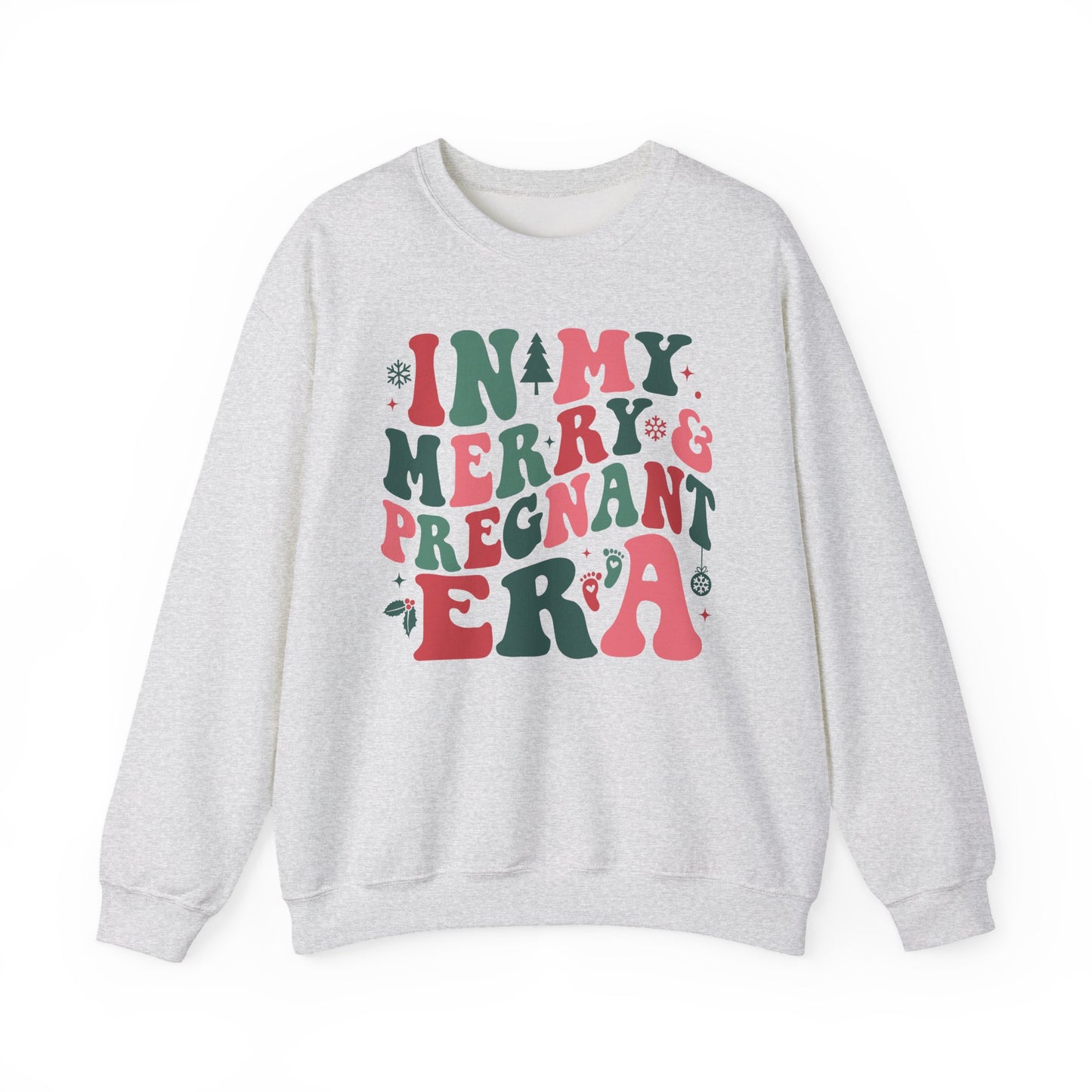 🤰🎄 In My Merry & Pregnant Era Christmas Sweatshirt – Cute Holiday Maternity Crewneck