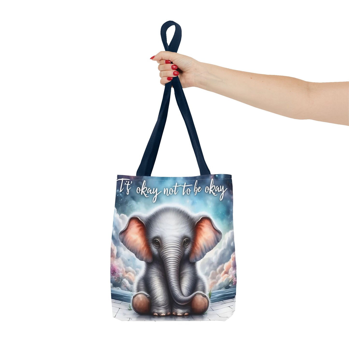 Bolsa de mano con elefante “Está bien no estar bien”: un suave recordatorio con un diseño delicado y caprichoso.