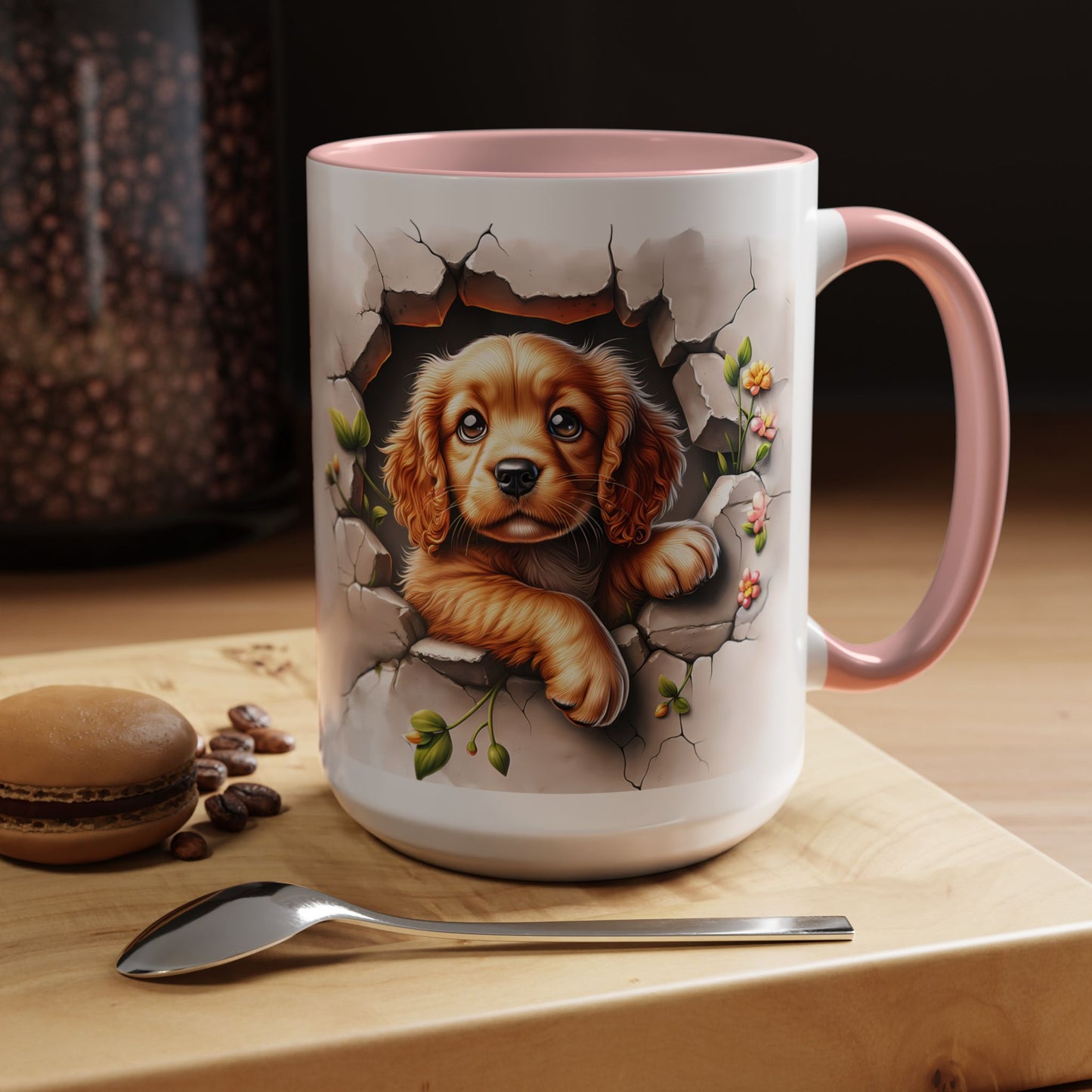 🐾 Cocker Spaniel Puppy Accent Mug – Sweet Fluffy Pup Coffee Cup ☕🤎