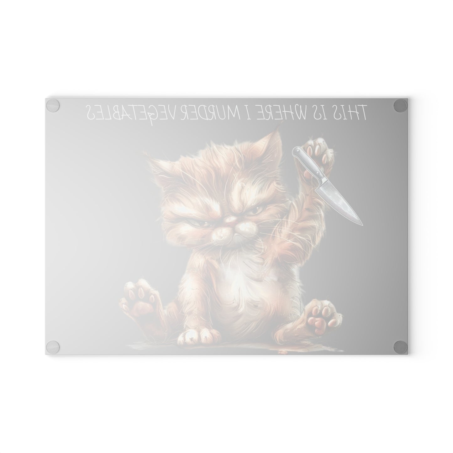 "This is Where I Murder Vegetables" – Funny Cat Glass Cutting Board