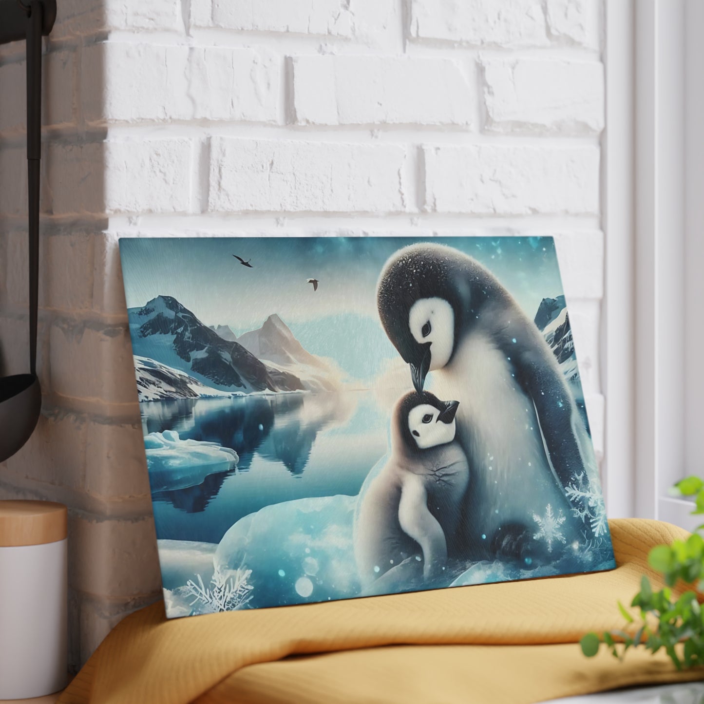 🐧❄️ Penguin Love Arctic Cutting Board – Serenity & Style for Your Kitchen ❄️🐧