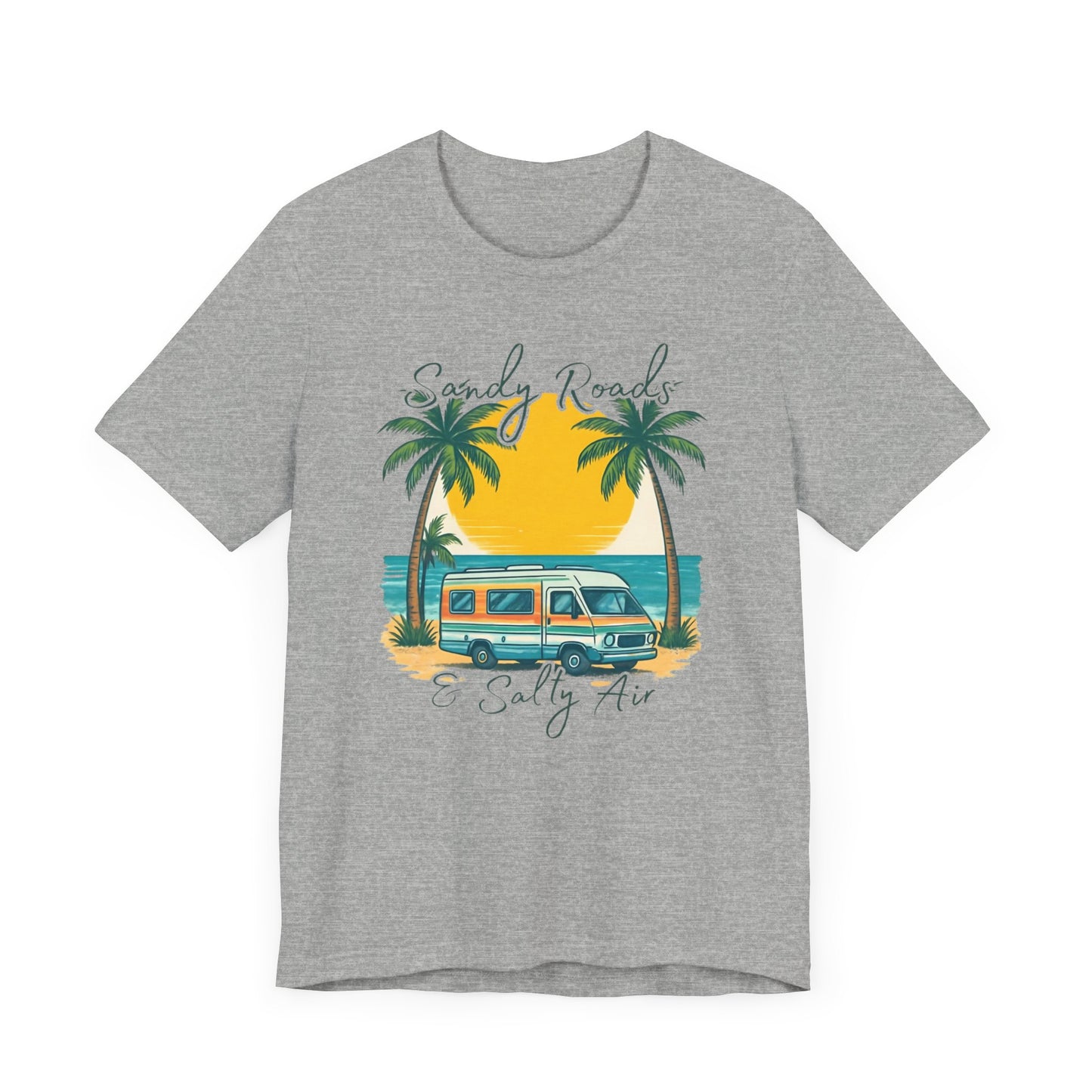 Camiseta Sandy Roads &amp; Salty Air: Camisa playera ligera para mujer para días costeros y ambiente veraniego.