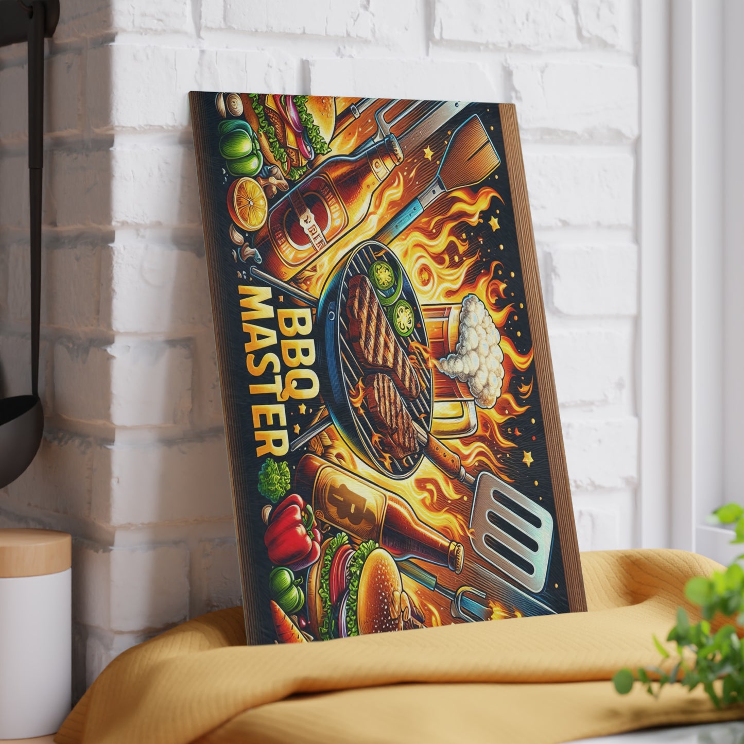 BBQ Master Glass Cutting Board – Bold Grill Style for Backyard Cooking