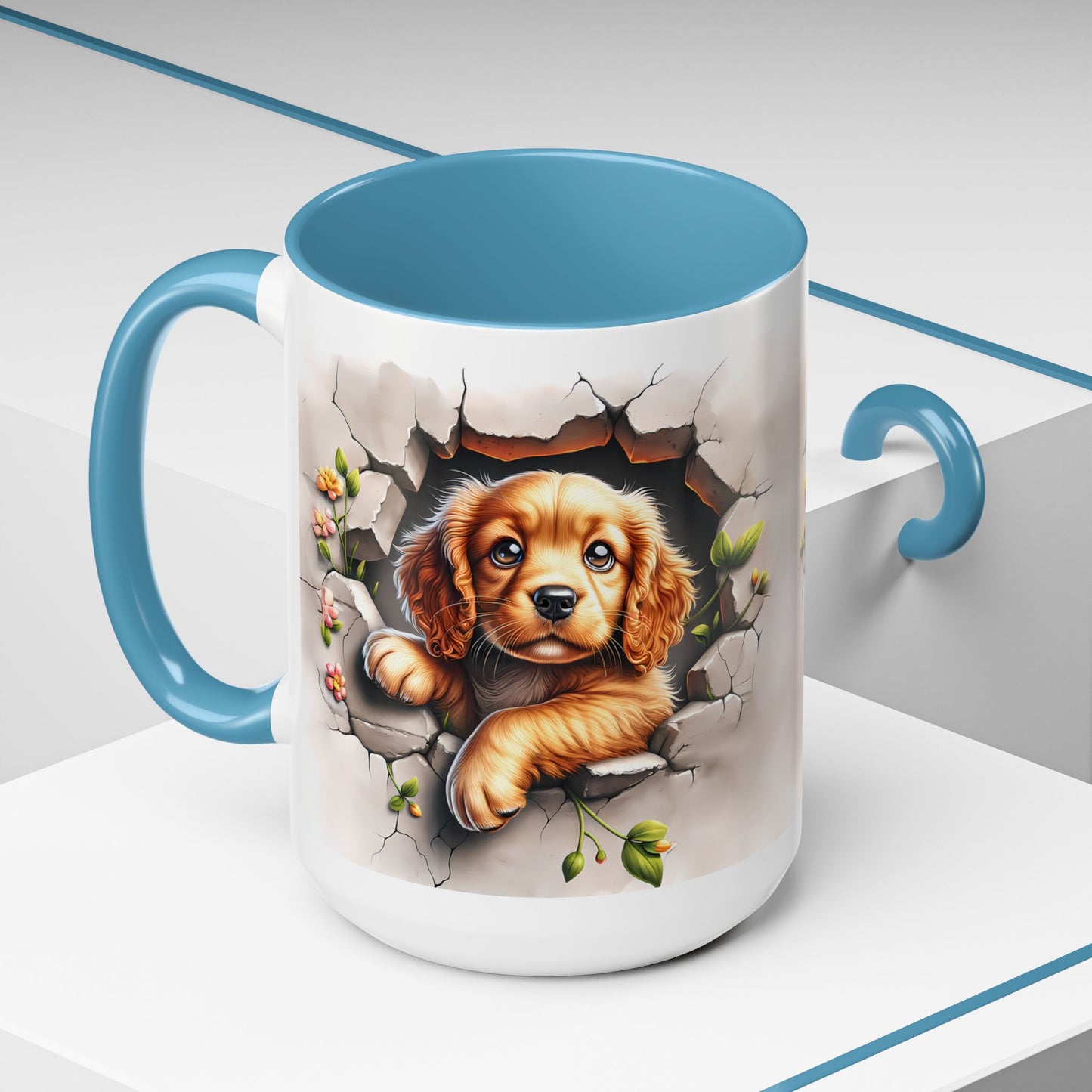 🐾 Cocker Spaniel Puppy Accent Mug – Sweet Fluffy Pup Coffee Cup ☕🤎