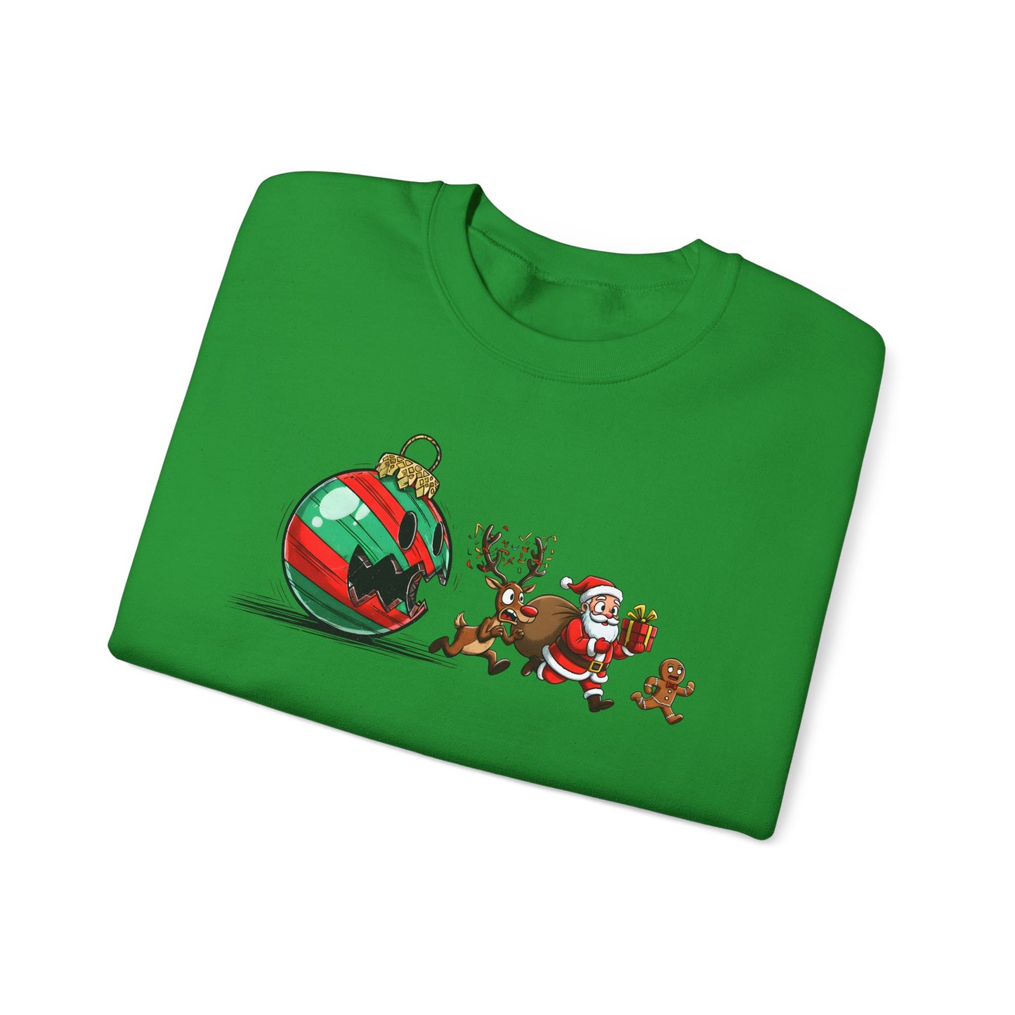🎄🎅 Santa’s Great Ornament Escape Sweatshirt – Funny Christmas Crewneck for Holiday Laughs