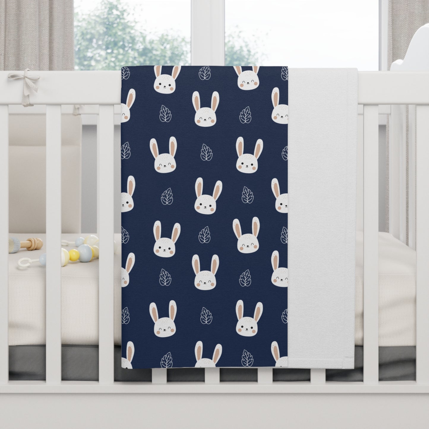 🐰 Velveteen Plush Bunny Blanket – Deep Navy