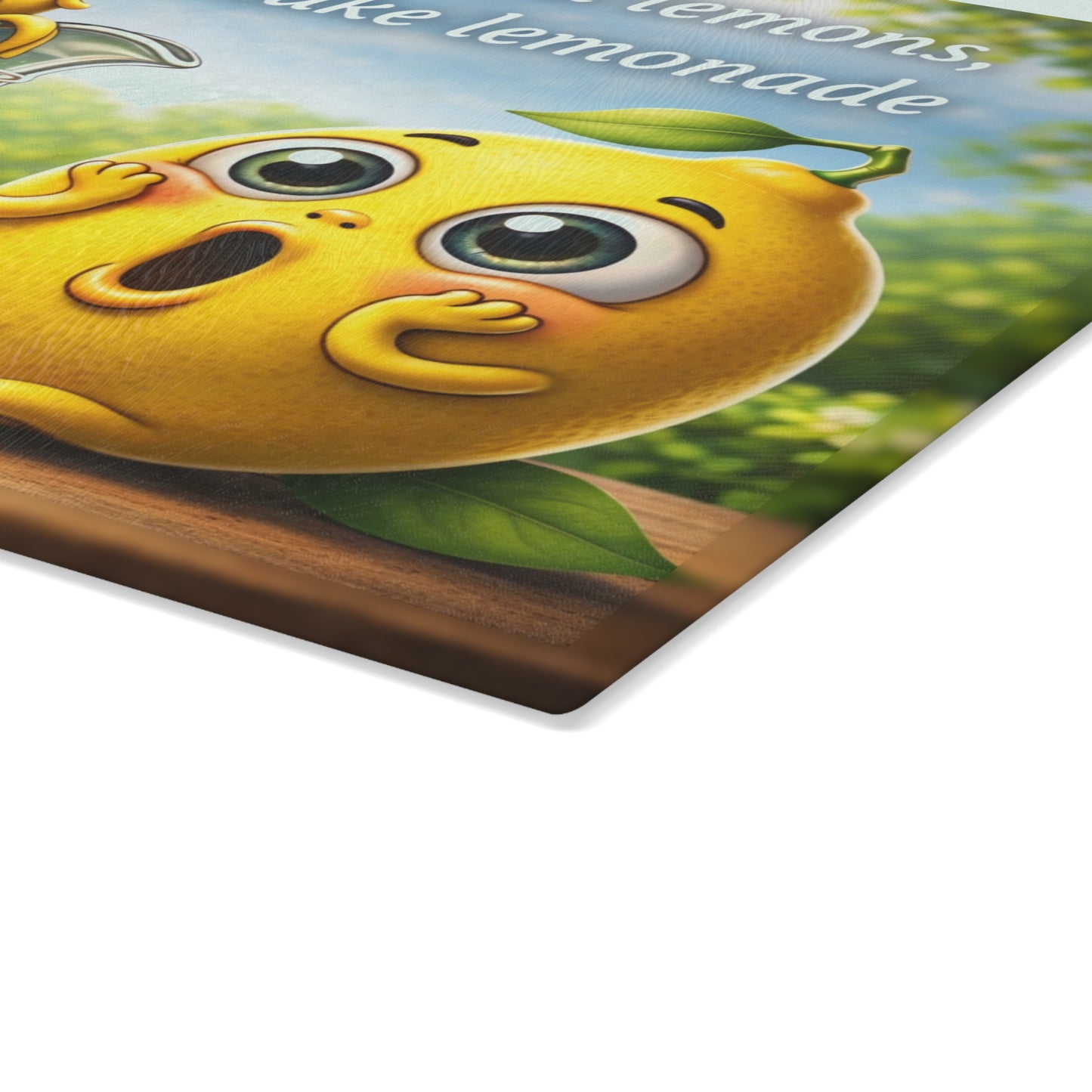 When Life Gives You Lemons Glass Cutting Board – Cute Lemonade Kitchen Art with Positive Quote